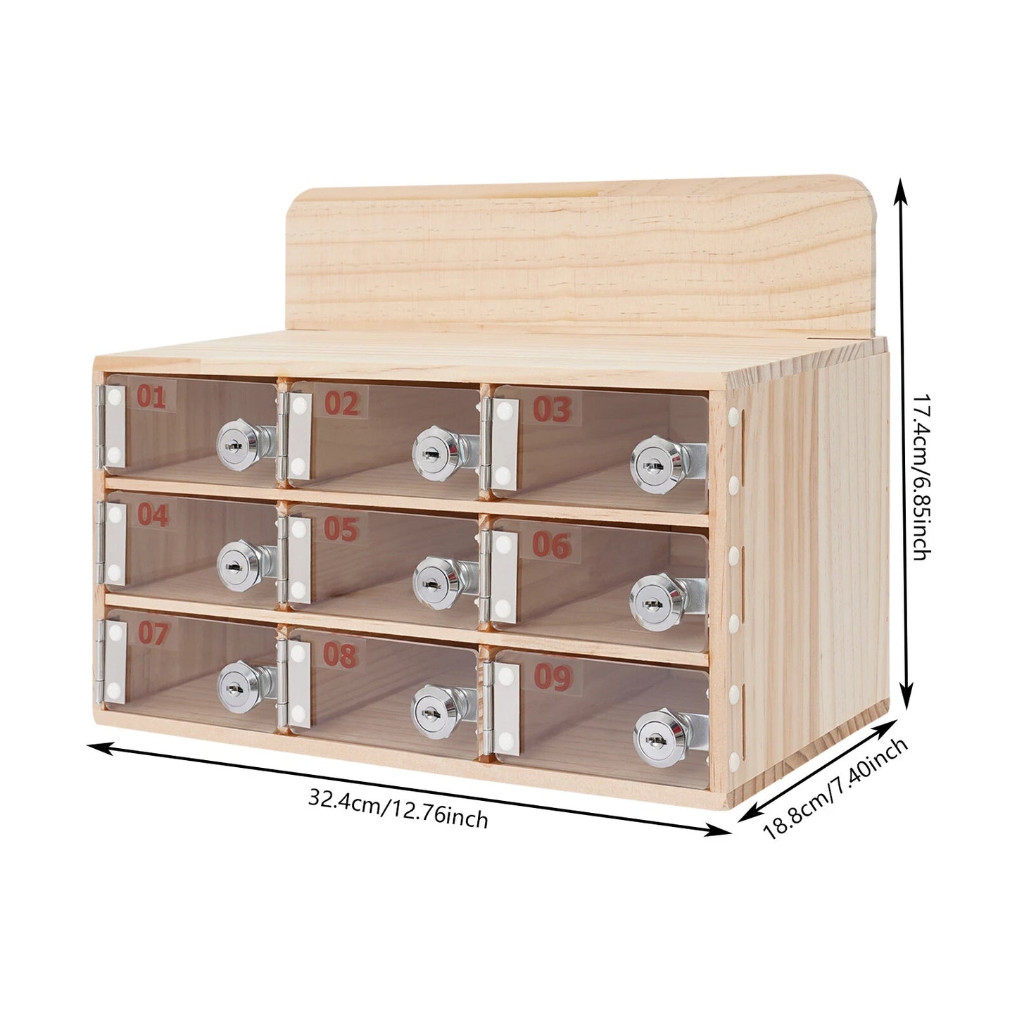 9-Slot Cell Phone Storage Cabinet – 3-Tier Organizer with Keys