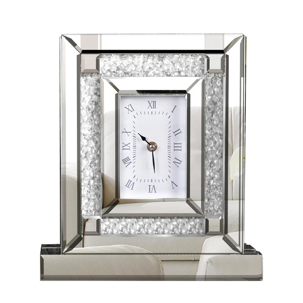 Sparkle Crush Diamond Mirrored Desk Clock