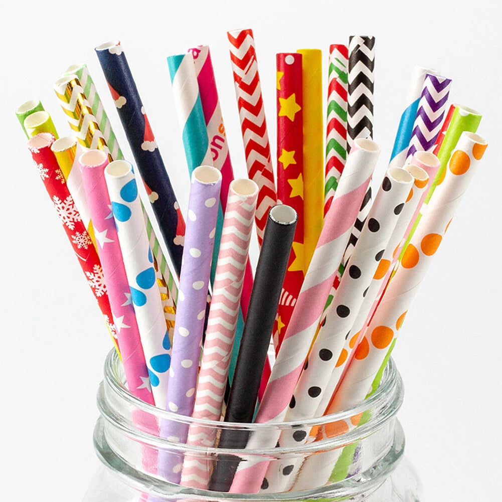 100-Count Paper Straws – Eco-Friendly & Durable