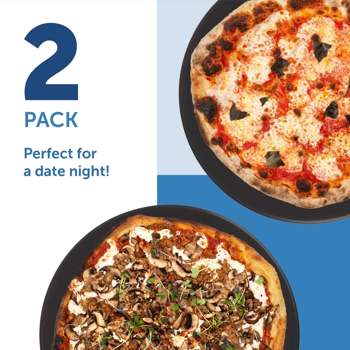 2-Pack Black Cordierite Ceramic Pizza Stones