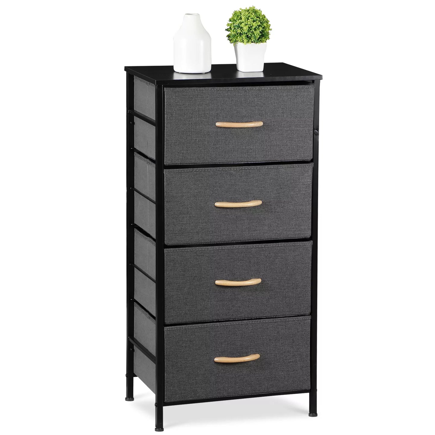 4-Drawer Fabric Dresser Storage Tower with Metal Frame