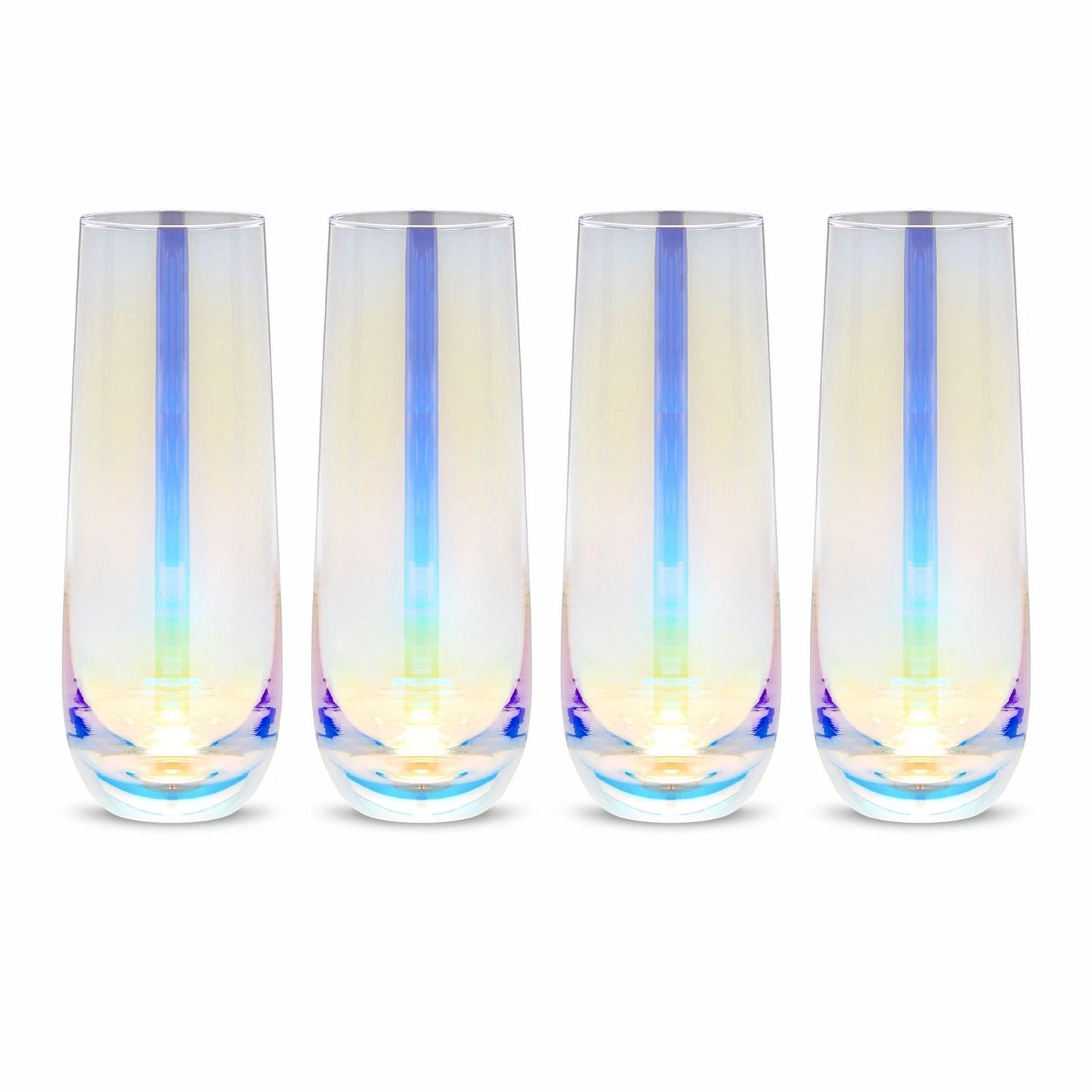 Iridescent Stemless Champagne Flutes, 10 oz (4 Pack)