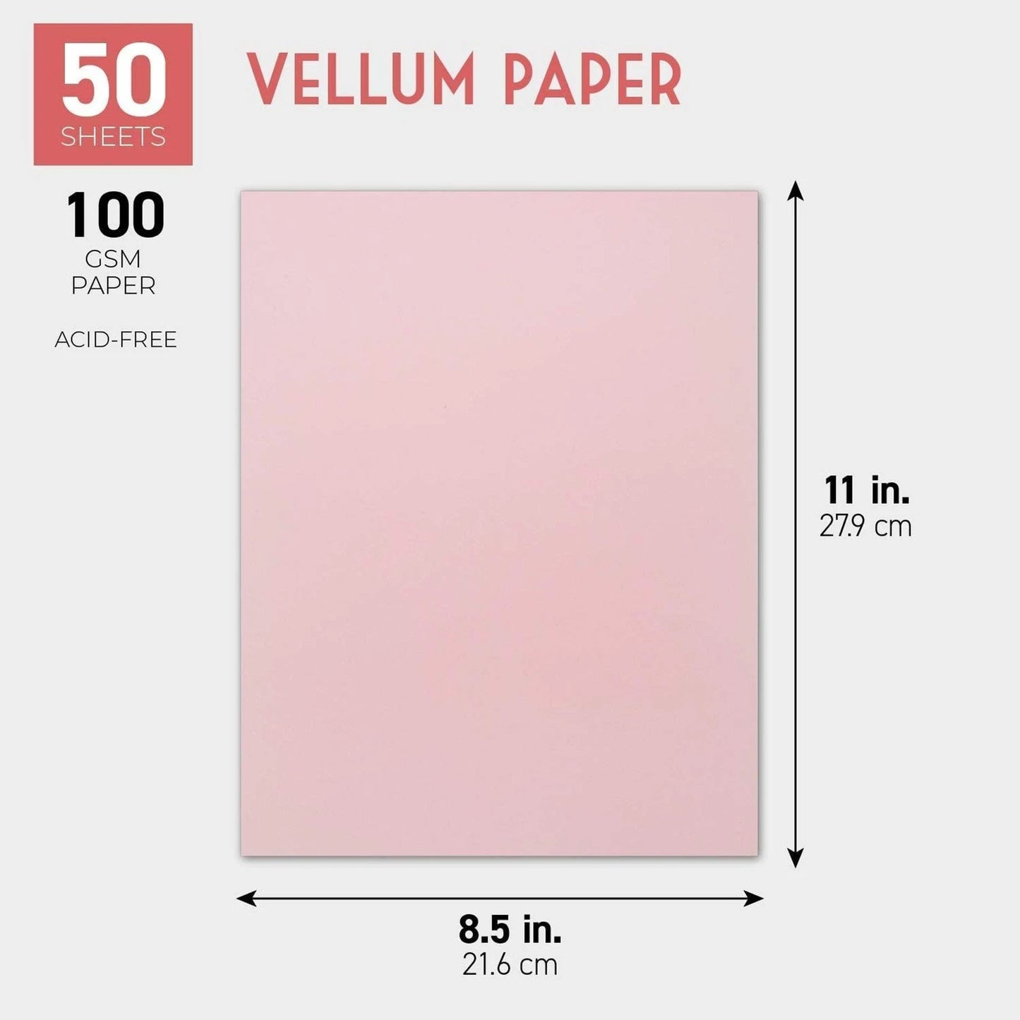 50 Sheets Blush Pink Vellum Paper