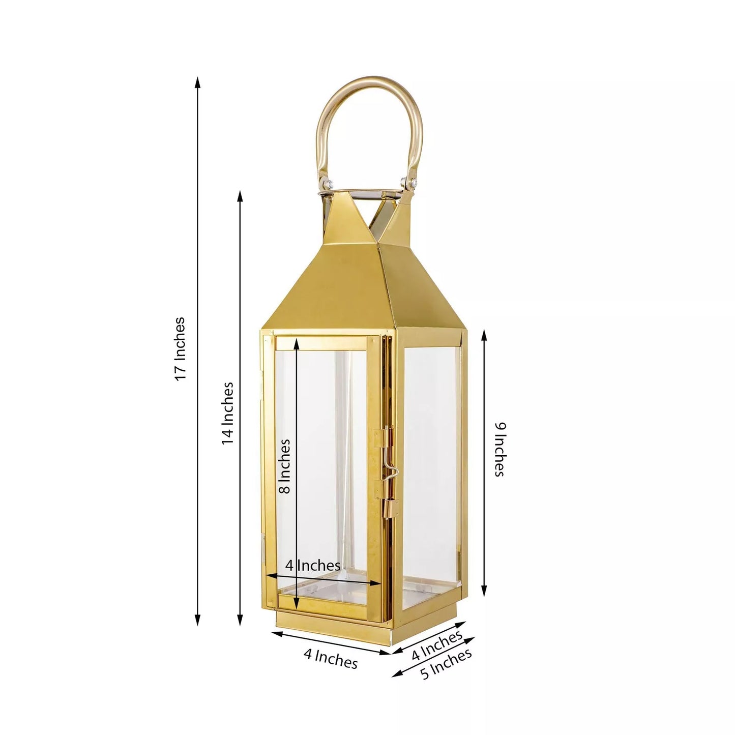14" Gold Metal Lantern Candle Holder