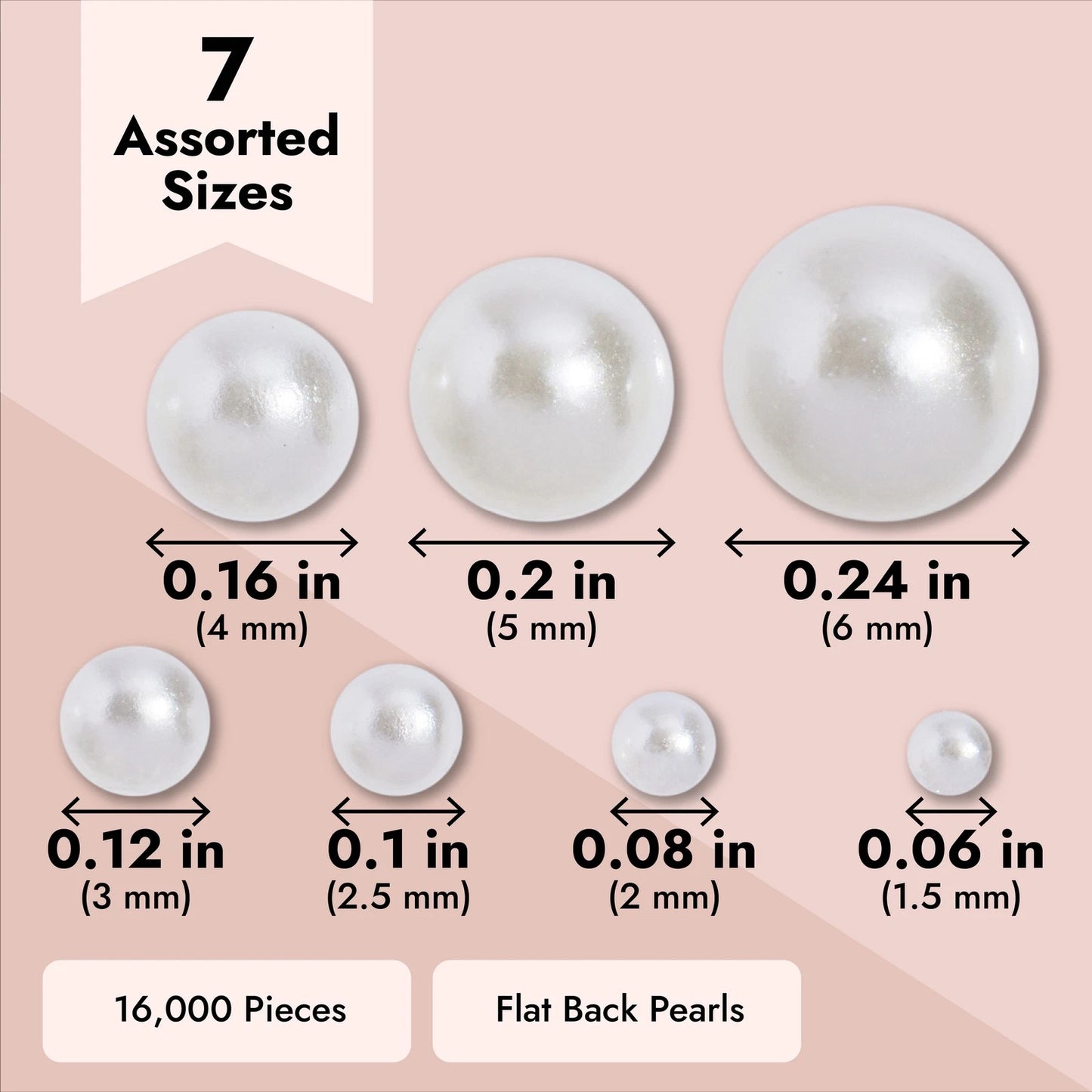 16,000-Pack Flat Back Pearl Nail Gems