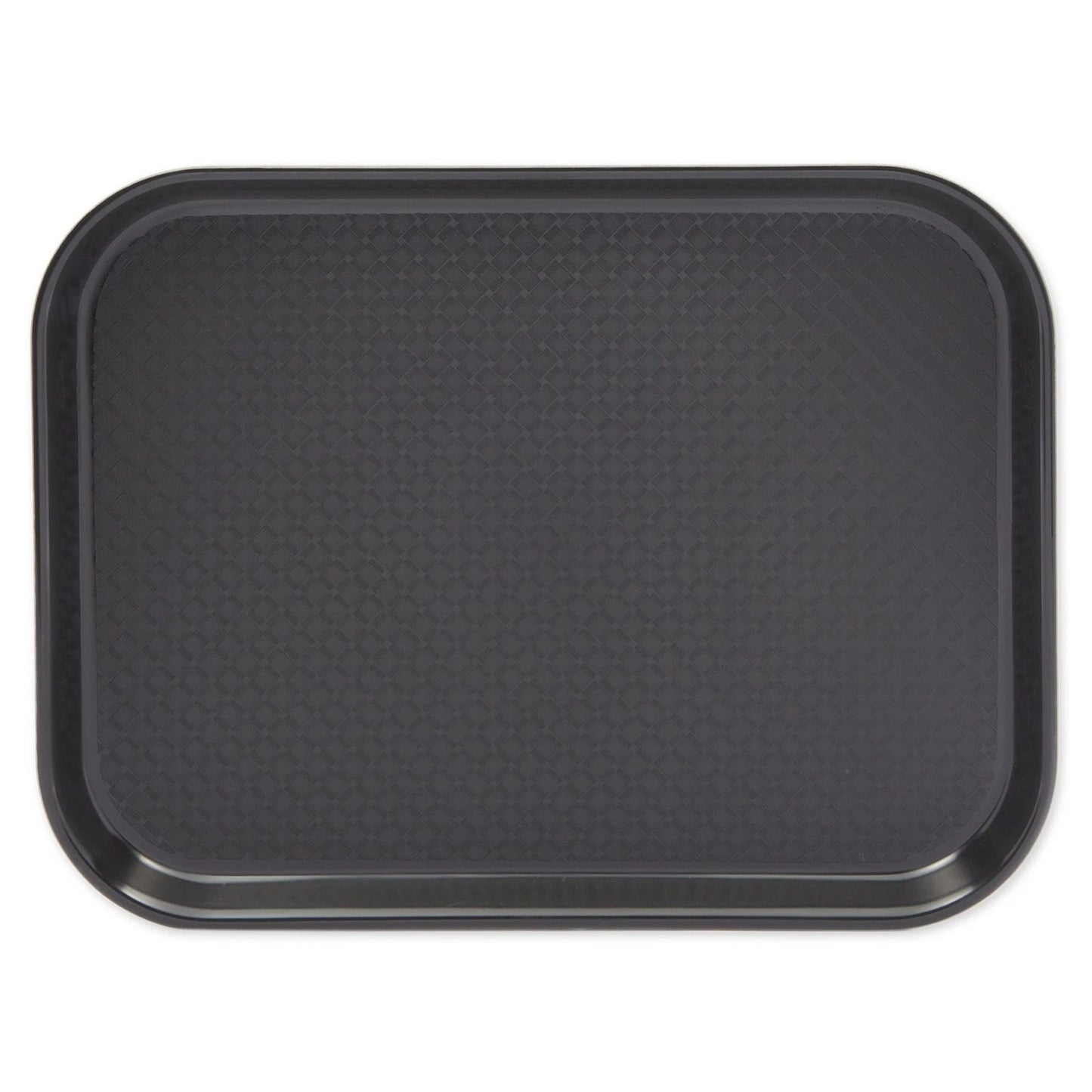 8-Pack Black Plastic Non-Slip Cafeteria Serving Trays