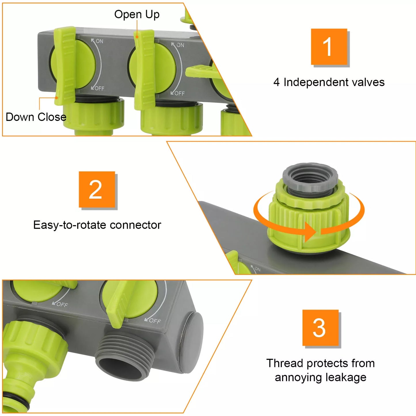 4-Way 1/2", 3/4", 1" Hose Splitter