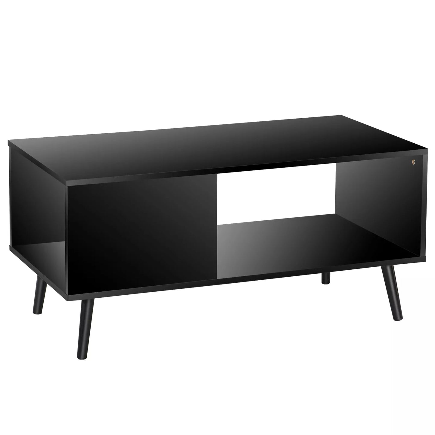 Industrial Coffee Table with Open Storage Shelf