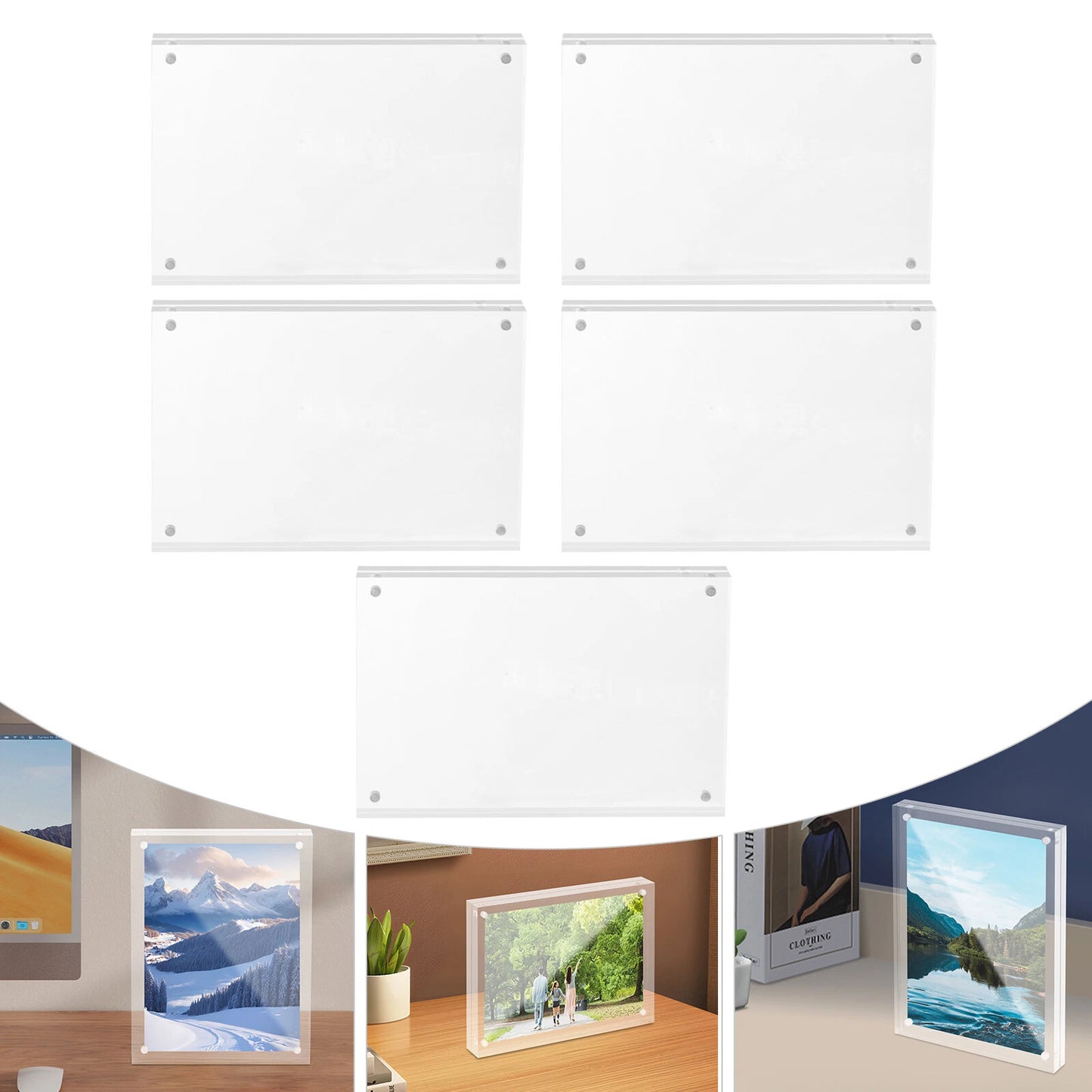 5pcs Clear Acrylic Magnetic Picture Frames