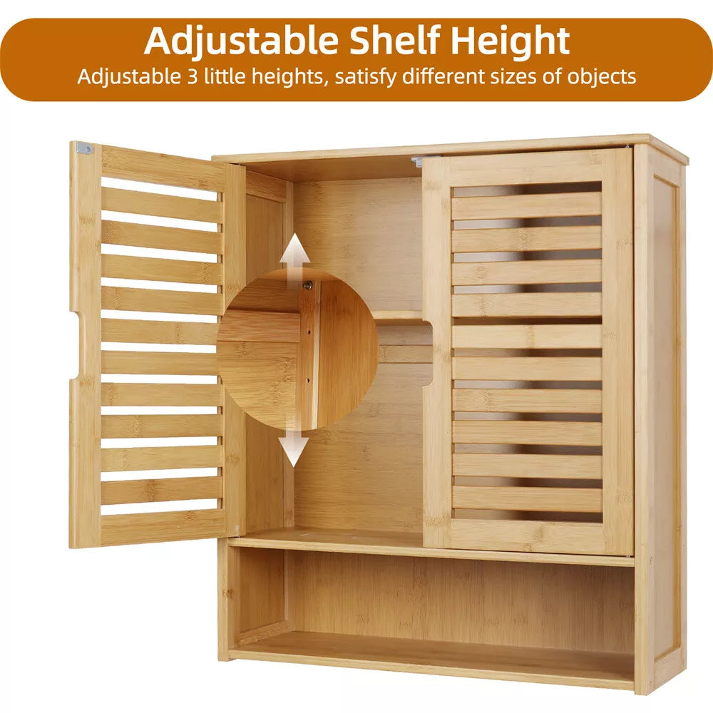 3 Tier Bamboo Wall-Mounted Medicine Cabinet