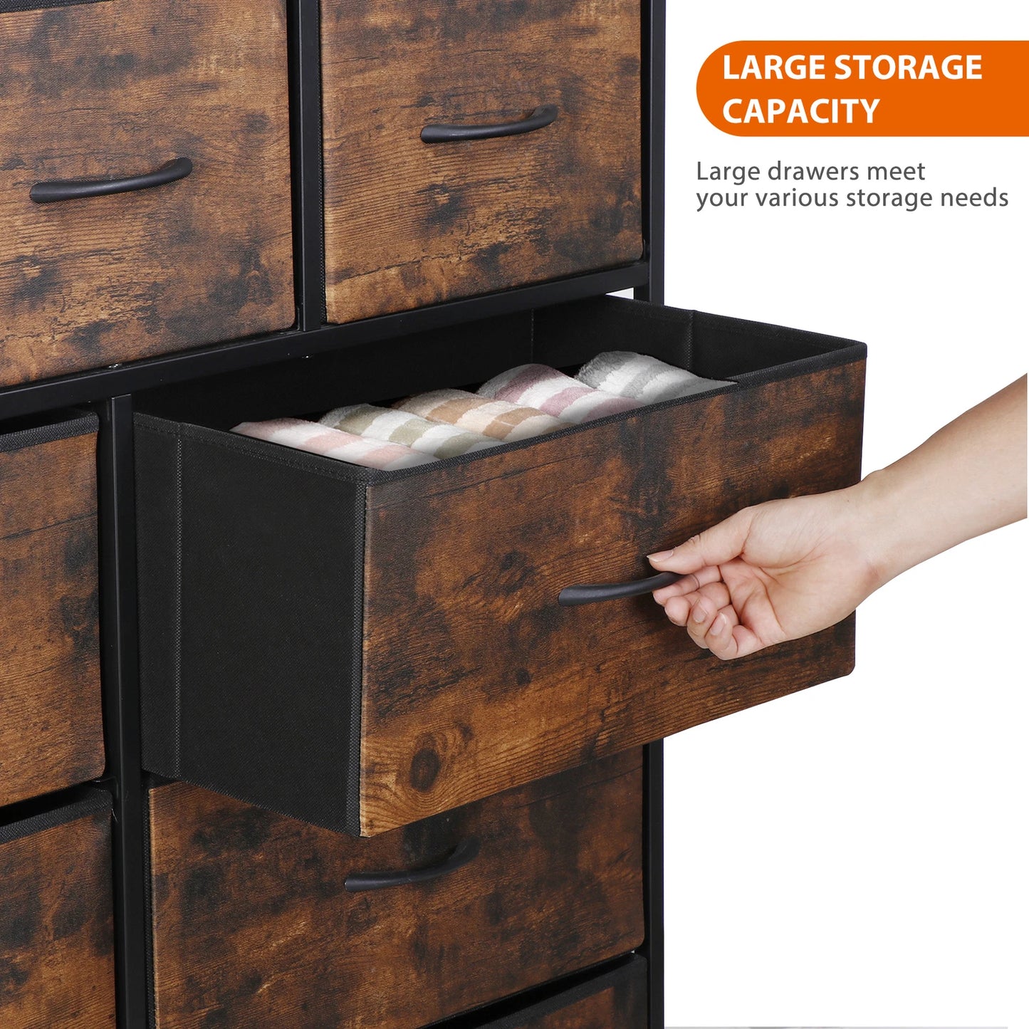 Rustic Brown 9-Drawer Dresser Storage Cabinet