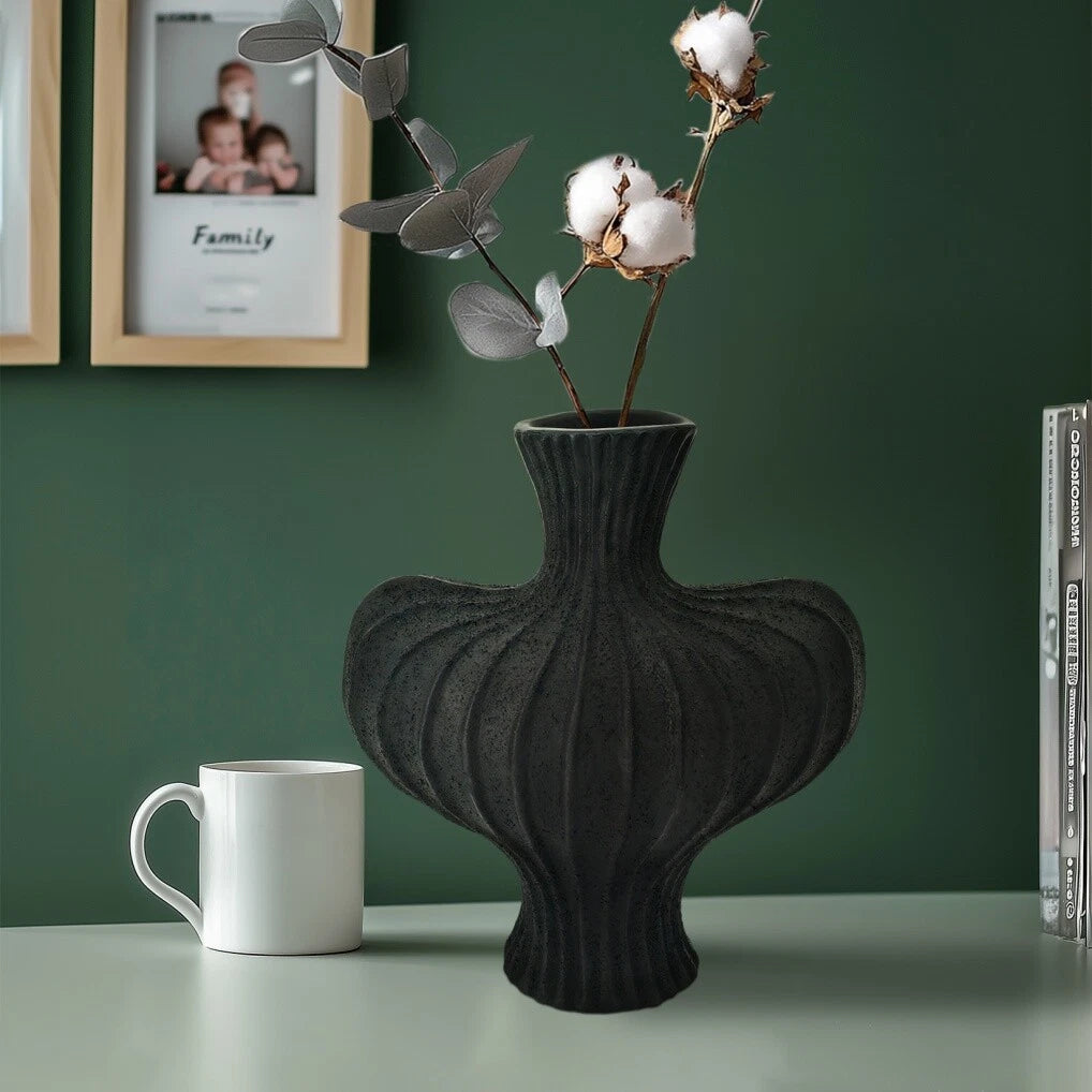 Vintage Ceramic Black Resin Vase