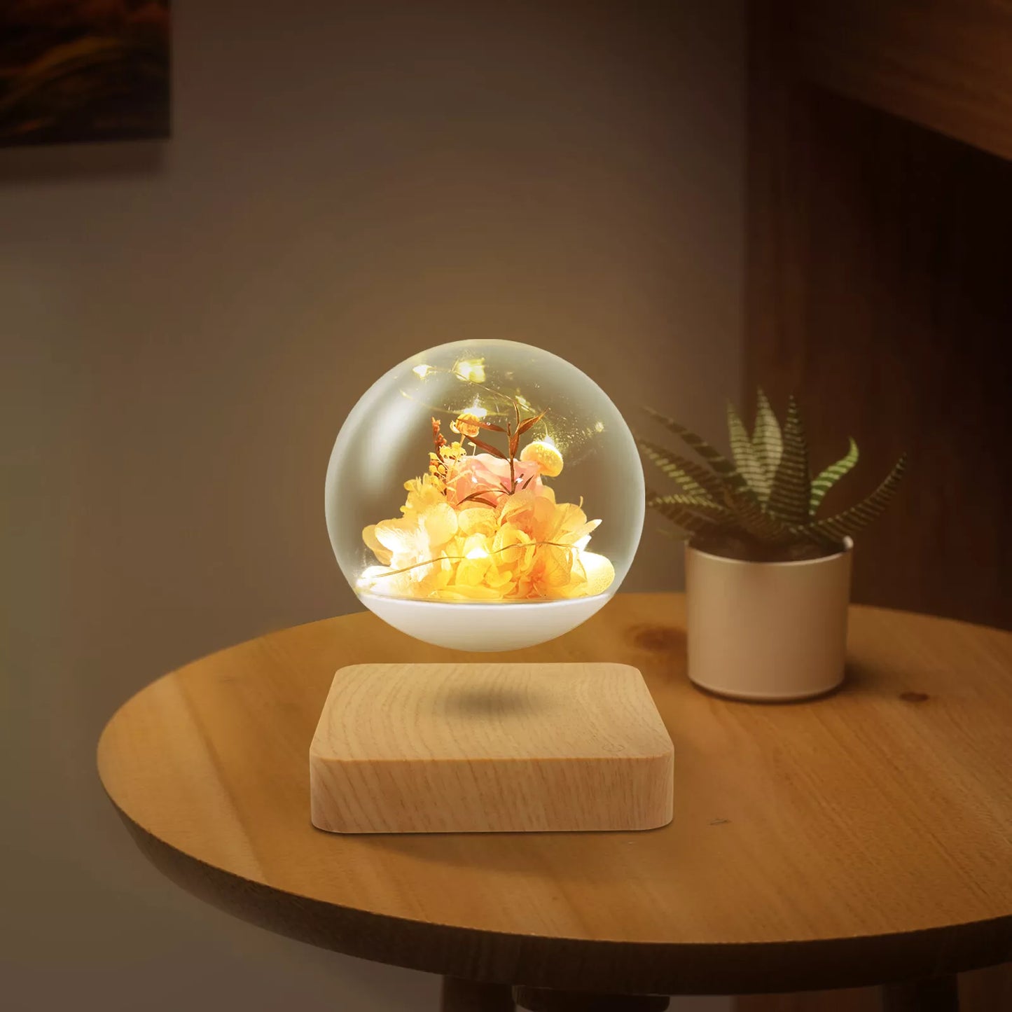 Magnetic Levitation Flower Light with LED Floating Floral Sphere