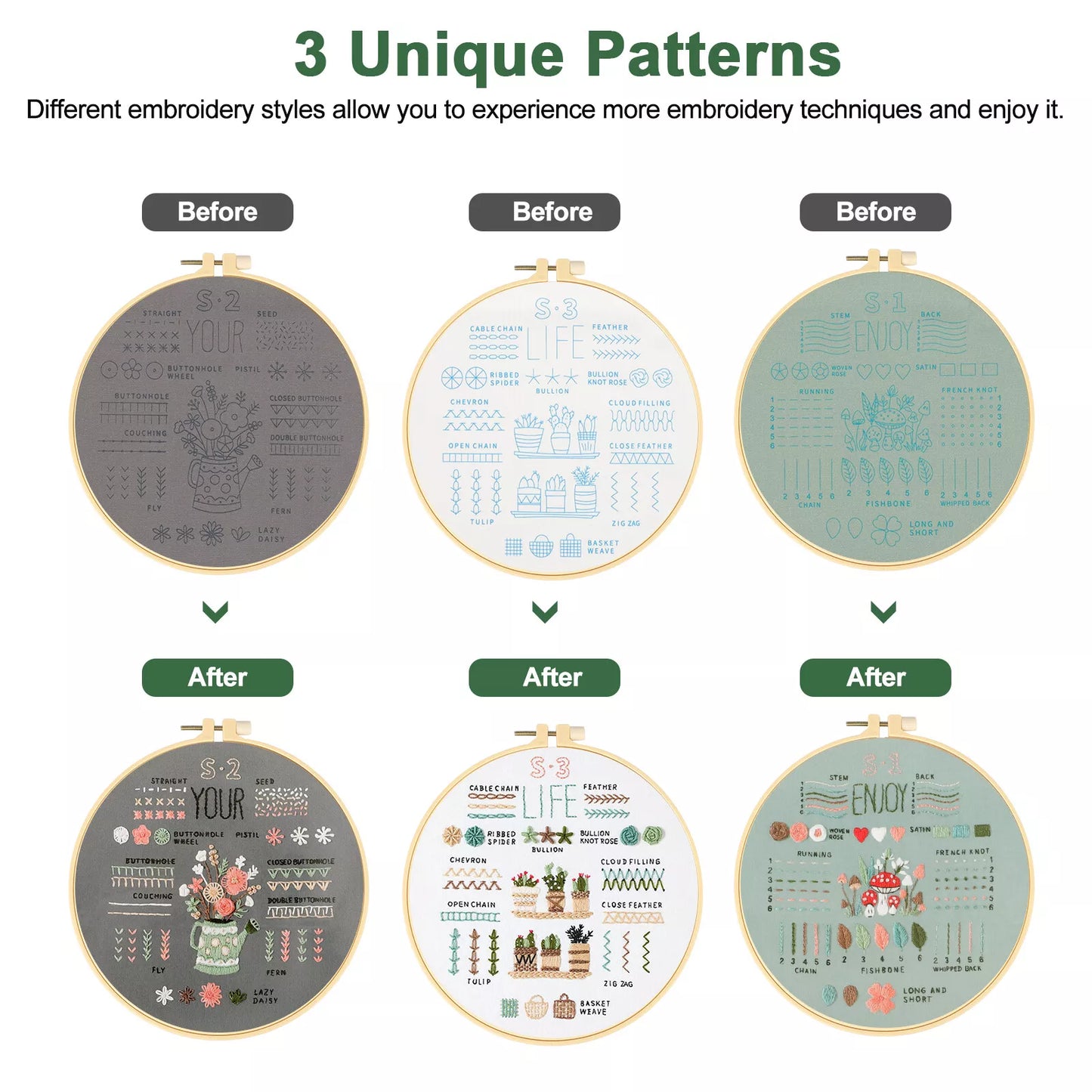 3 Sets Embroidery Kit