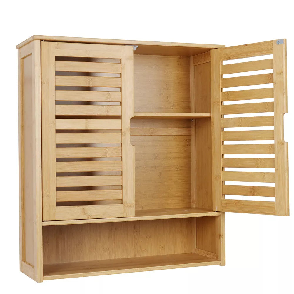 3 Tier Bamboo Wall-Mounted Medicine Cabinet