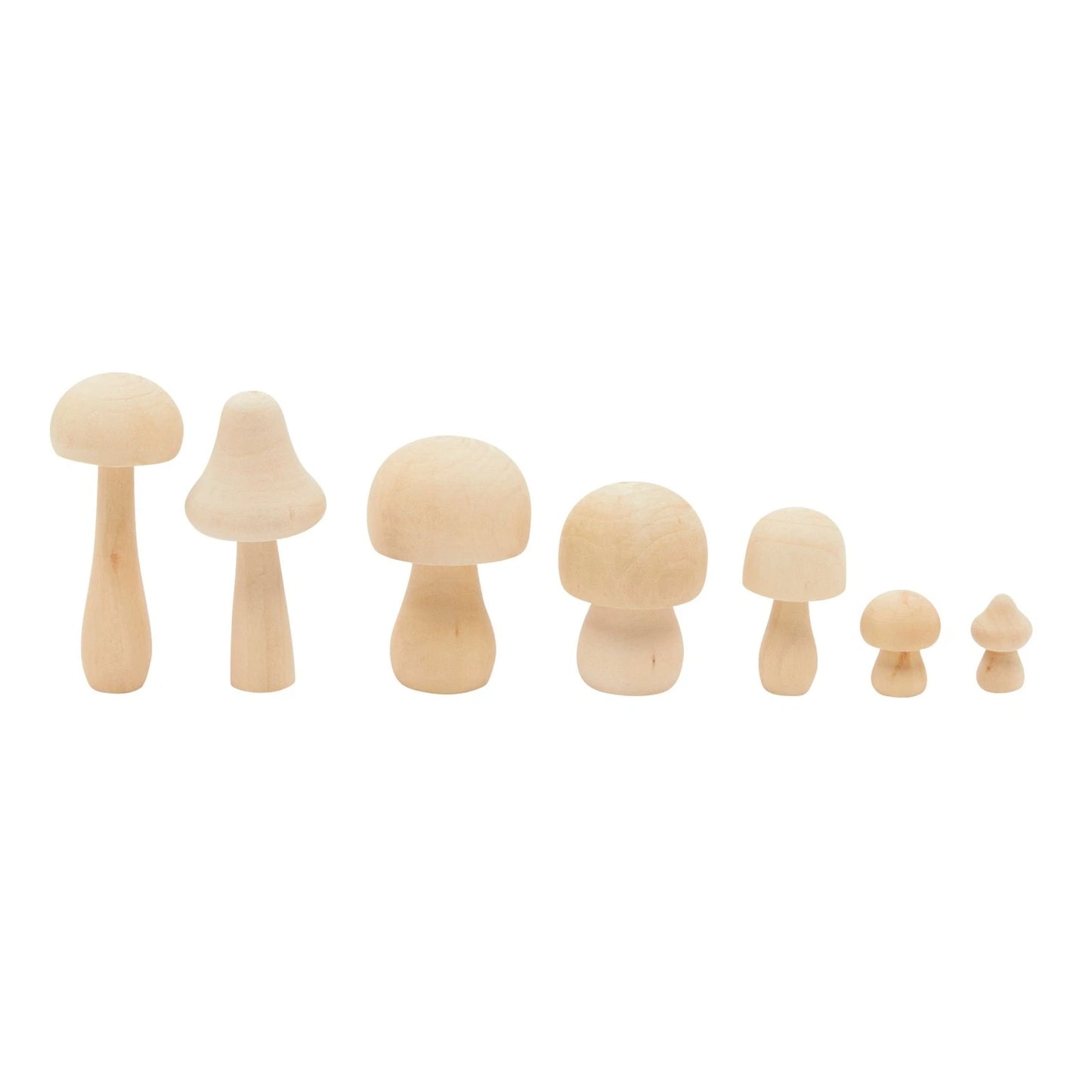 Mini Unfinished Wood Figurines (7 Sizes, 14 Pack)