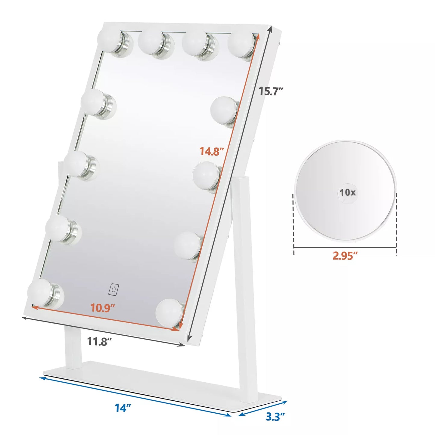Hollywood Lighted Vanity Makeup Mirror with Dimmable Touch Control