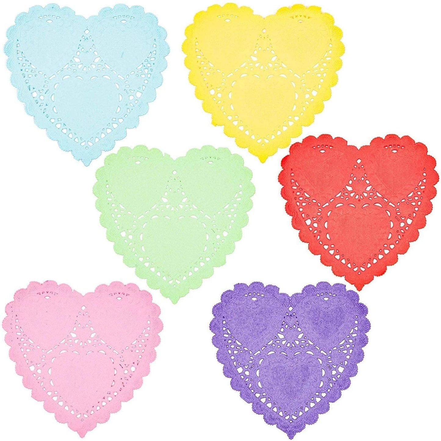 600 Mini Heart Paper Lace Doilies – 4-Inch