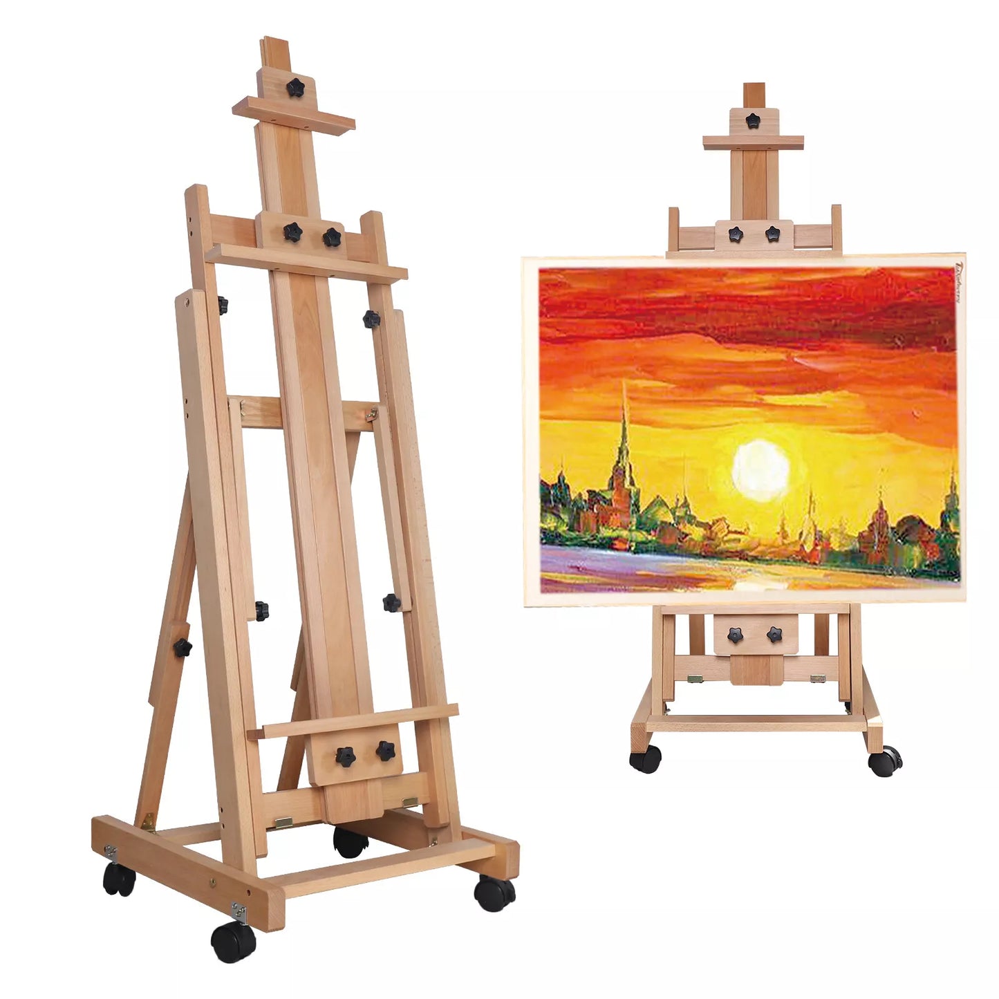 Adjustable H-Frame Wooden Studio Easel