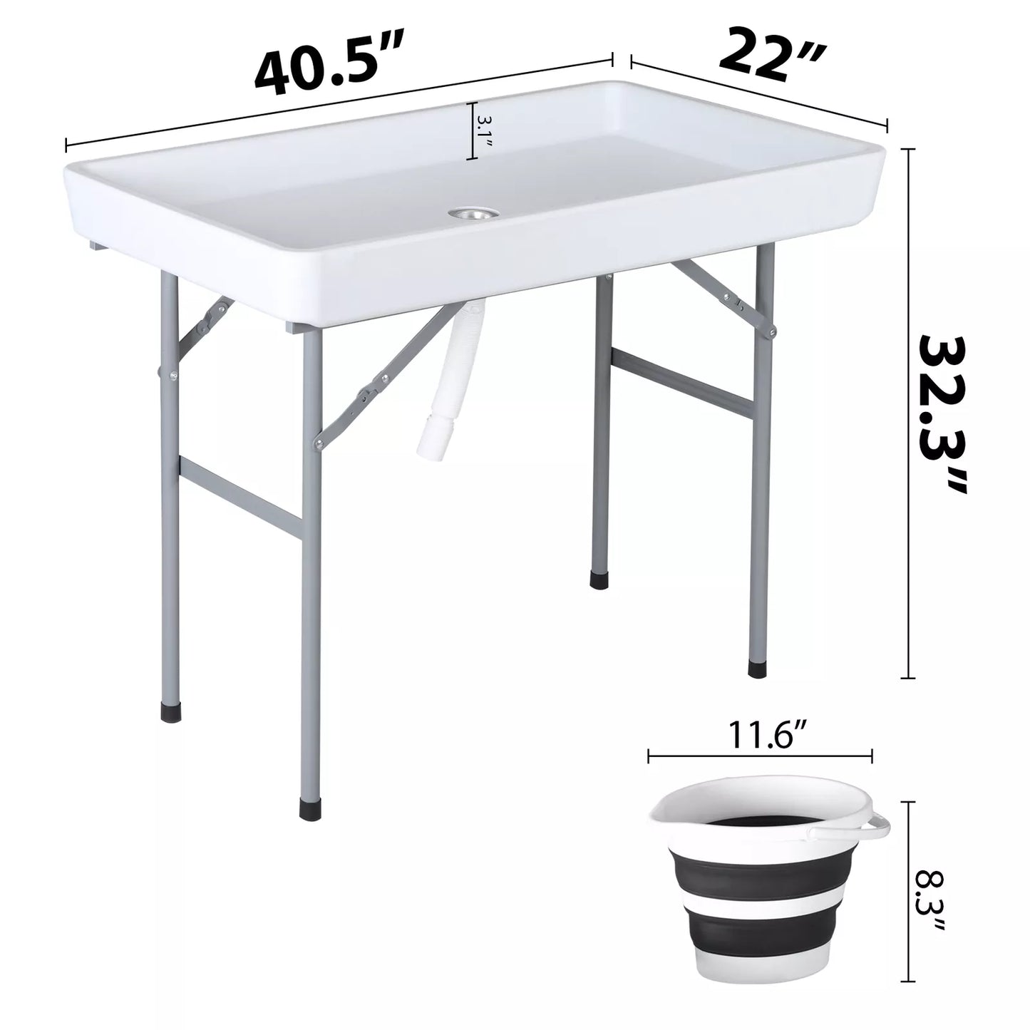 Portable Ice Cooler Table with Drain & Detachable Skirt