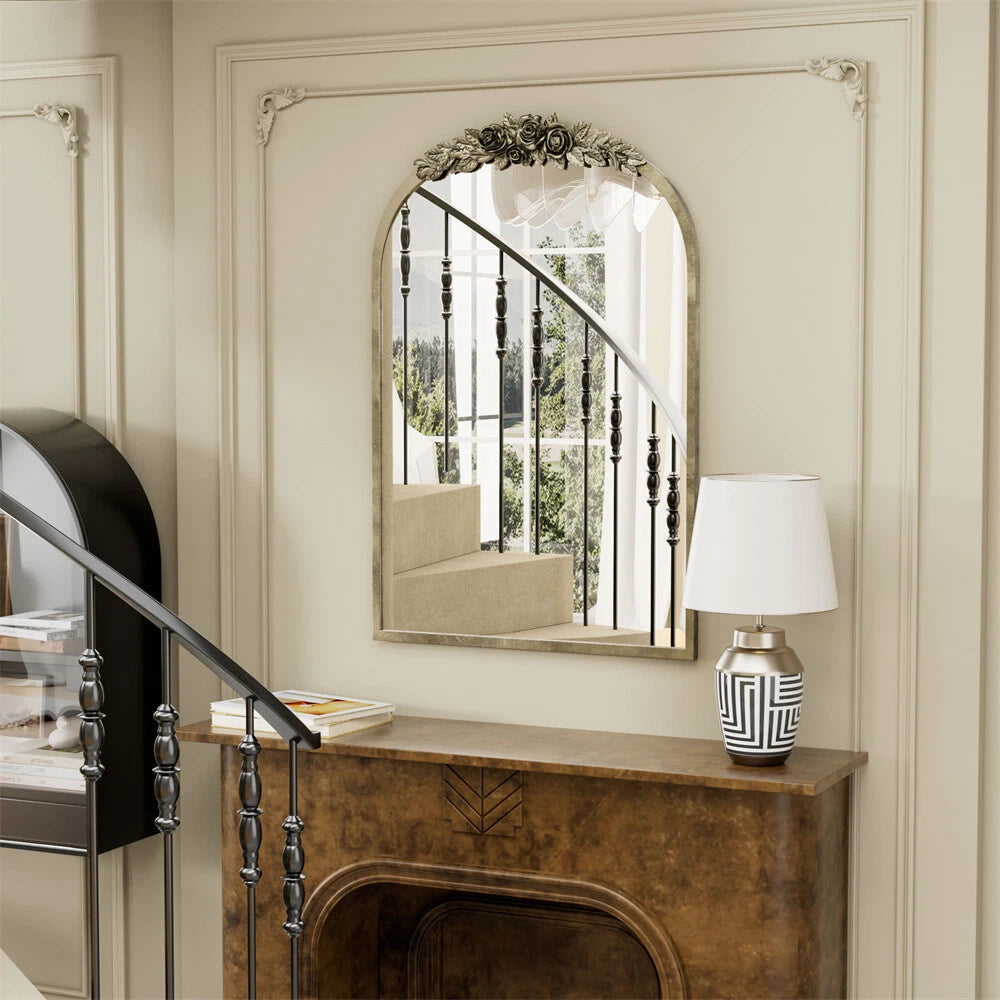 Arched Antique Baroque Wall Mirror
