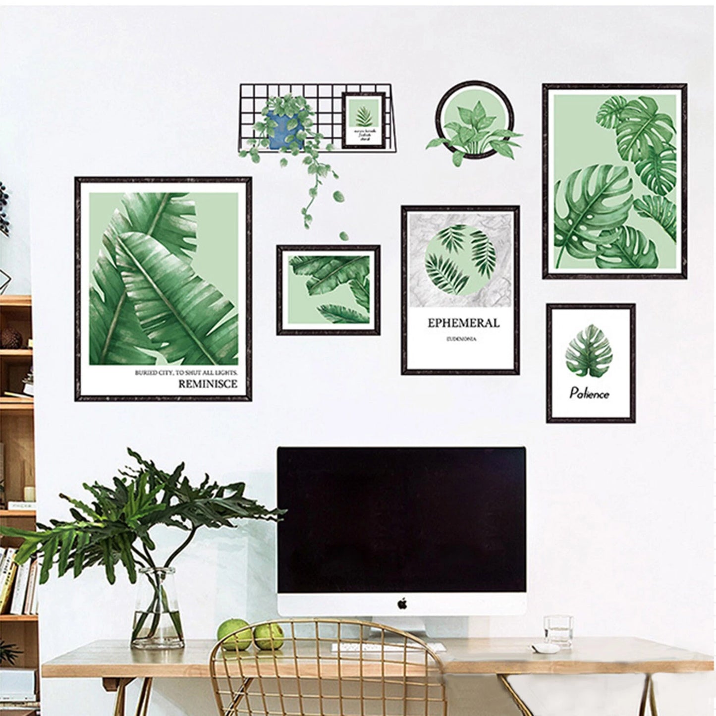 Green Tropical Leaves Frame Wall Stickers