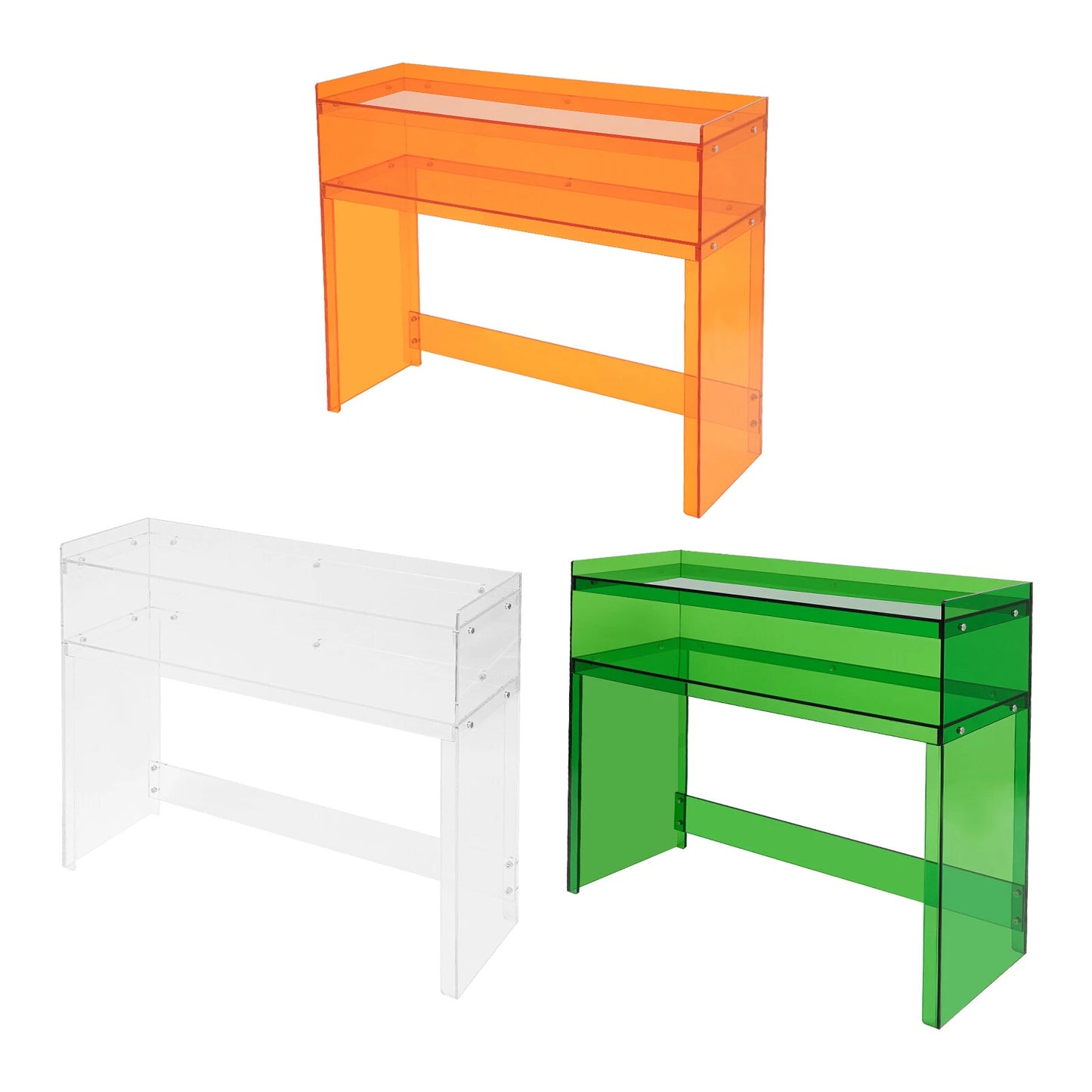 Entryway Table Acrylic Desk with Open Shelves