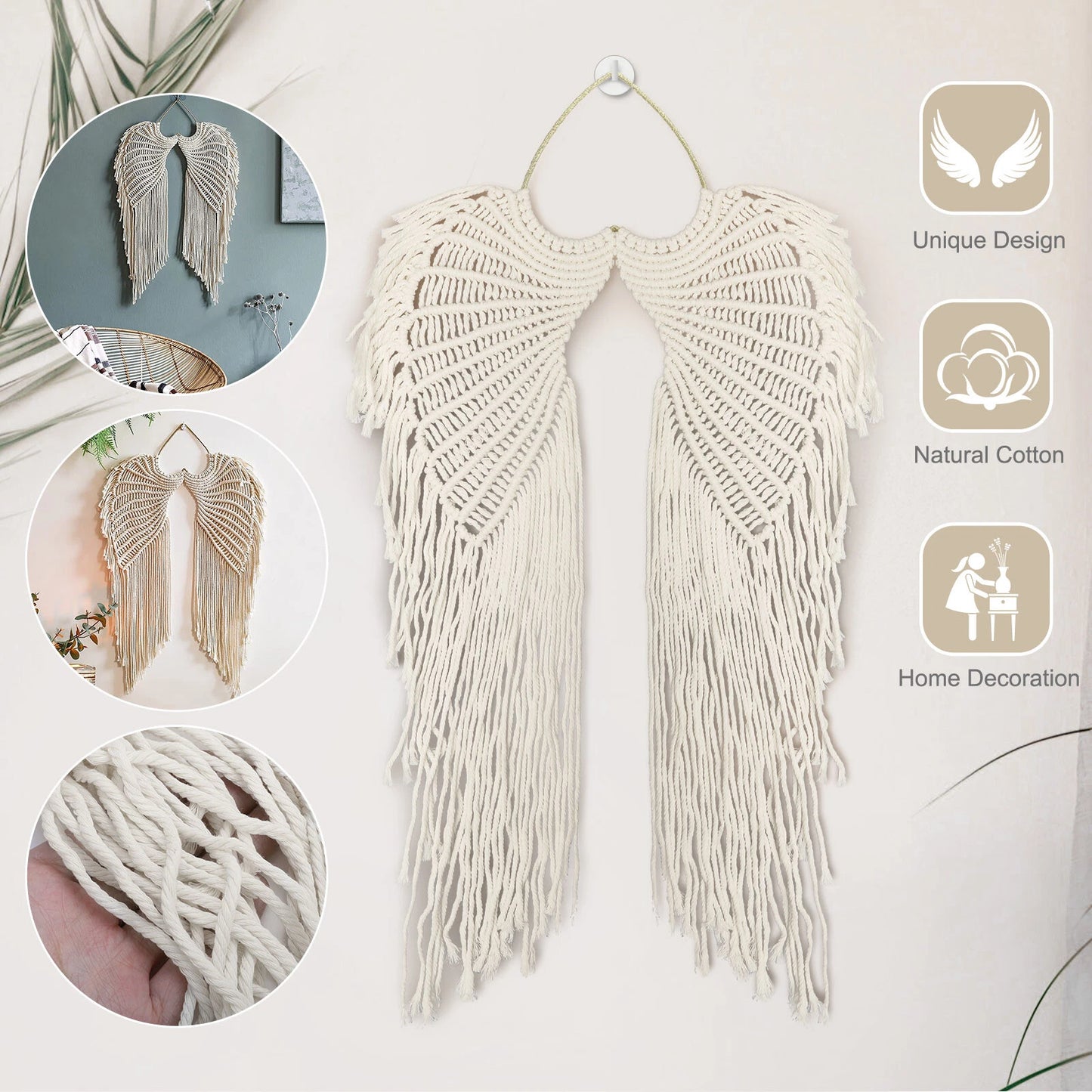 Macrame Boho Angel Wings Wall Hanging