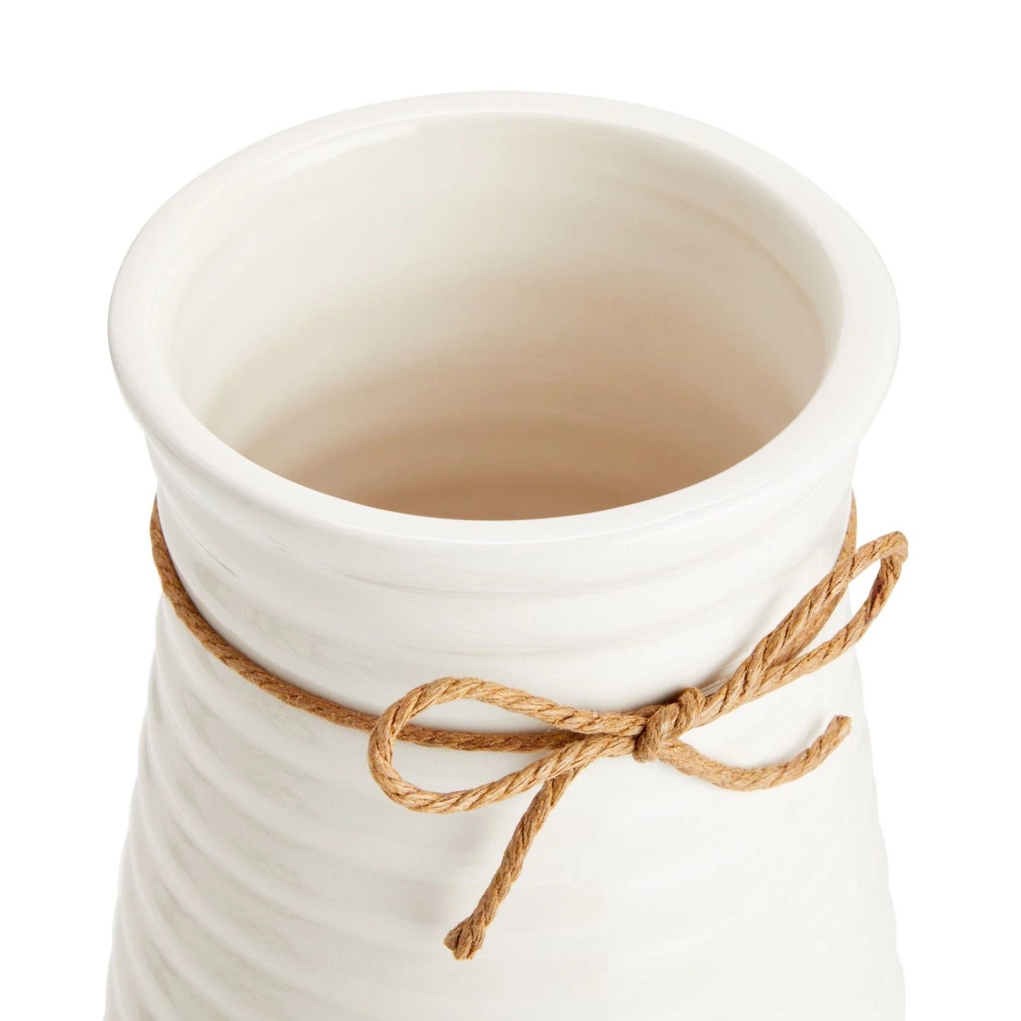 Artificial White Rose Arrangement with Ceramic Vase