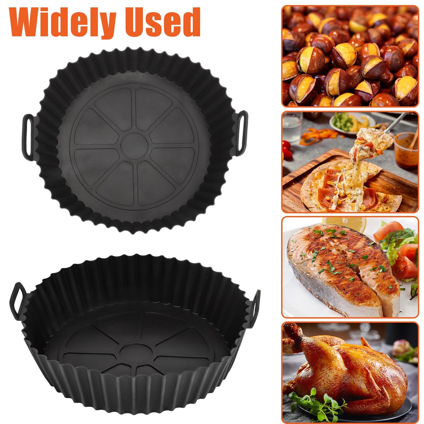 2 Pcs Air Fryer Silicone Pot Basket Liners