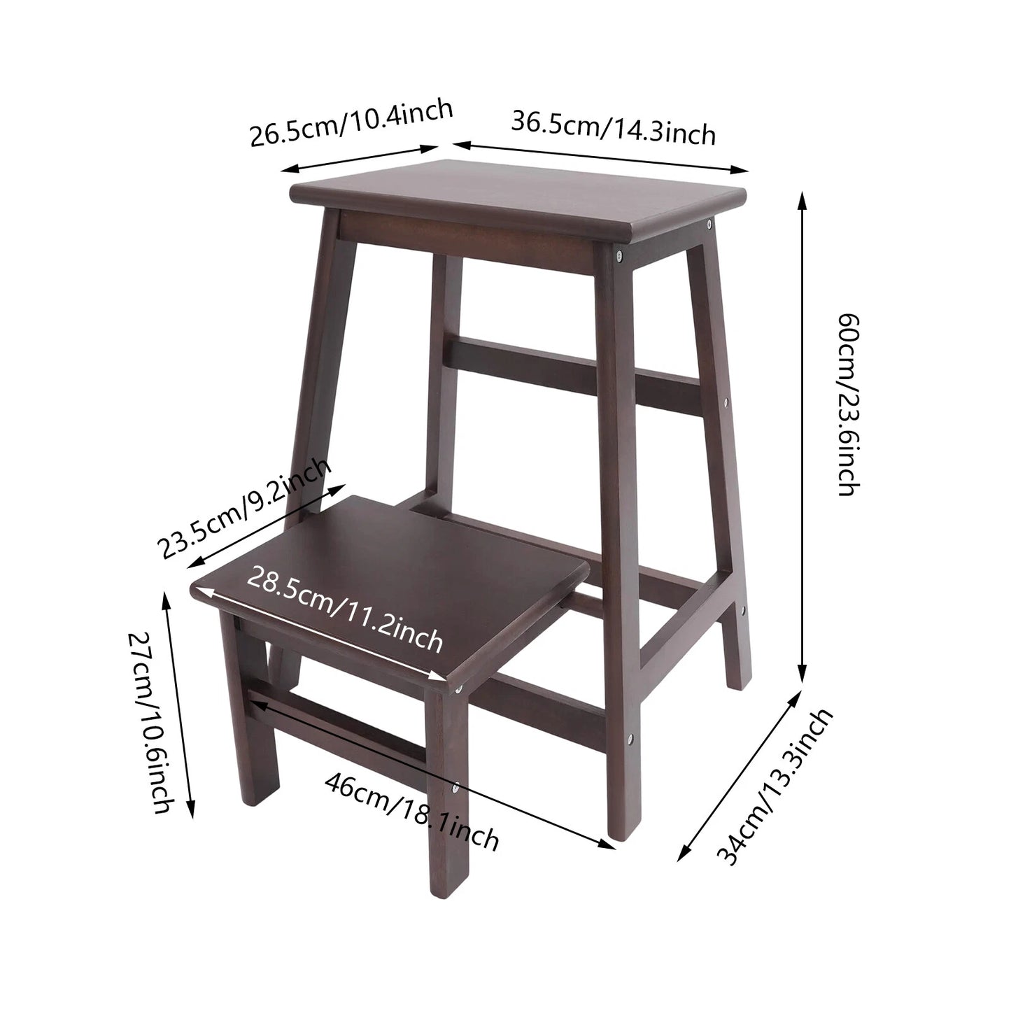 2-Tier Folding Step Stool – Multi-Purpose Wood Ladder and Stool