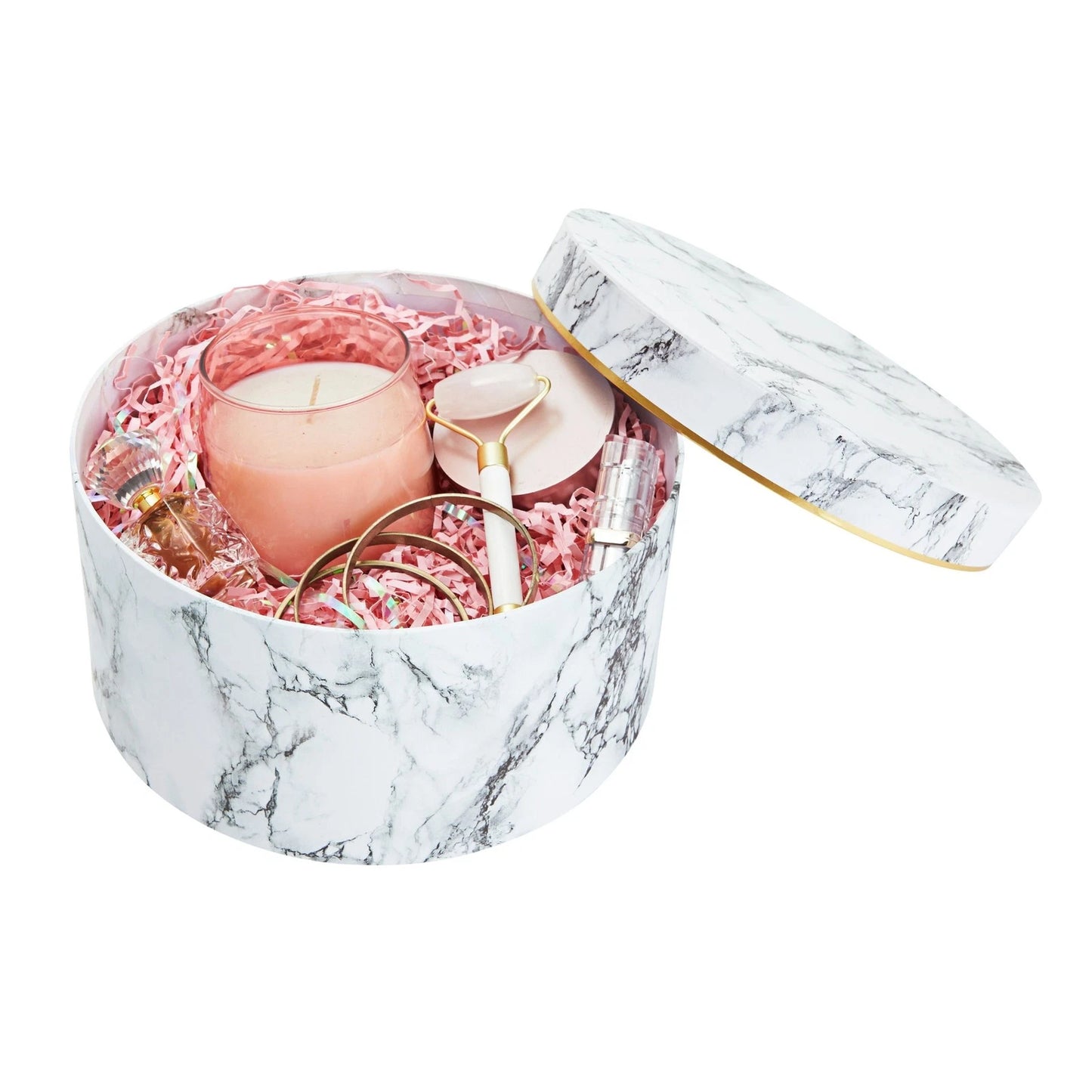 Round White Marble Gift Boxes with Lids – Set of 3