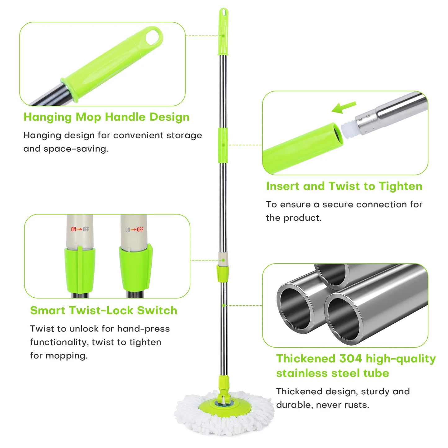 Spinning Mop Pole Handle Replacement – Green