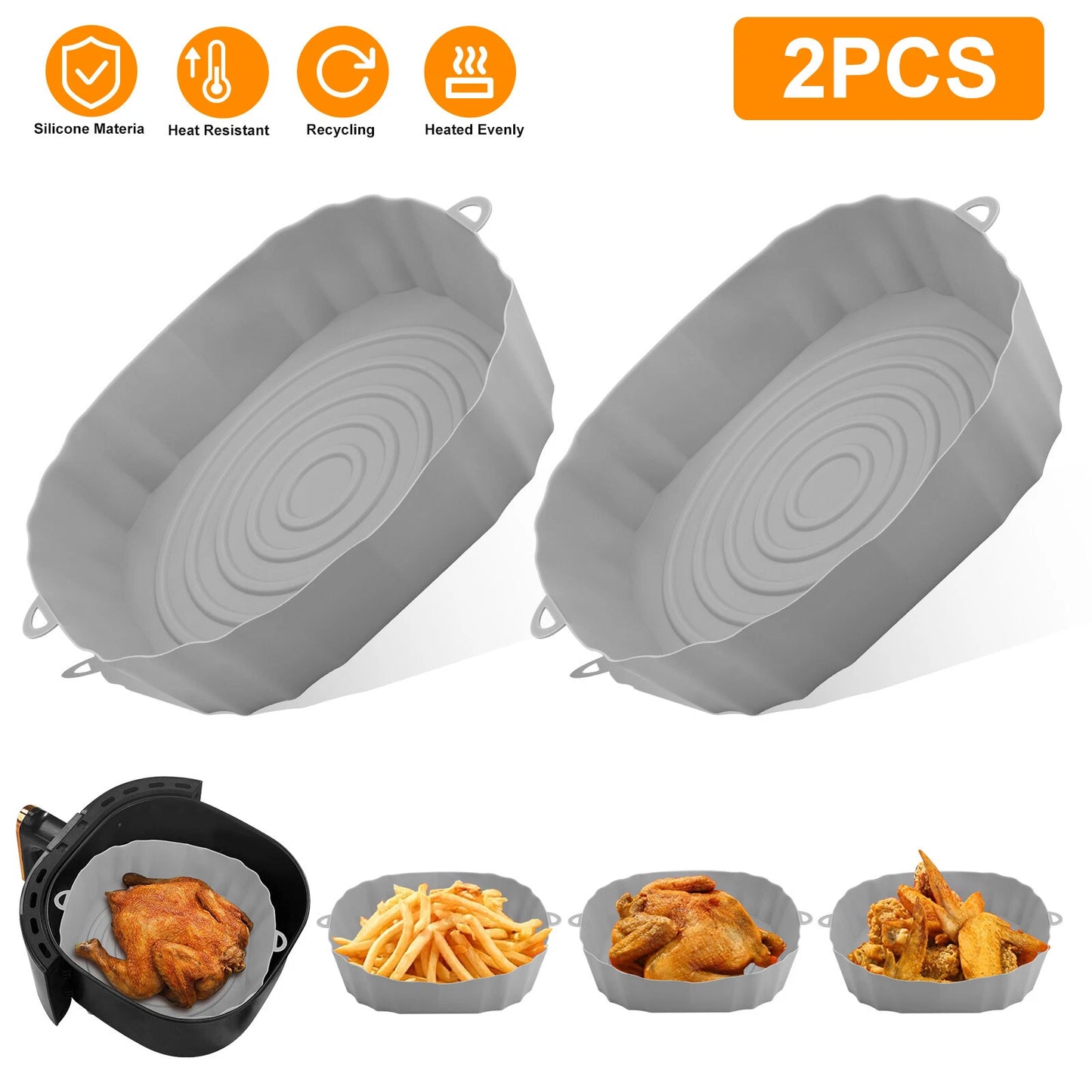 2-Pack Air Fryer Silicone Pot Baskets