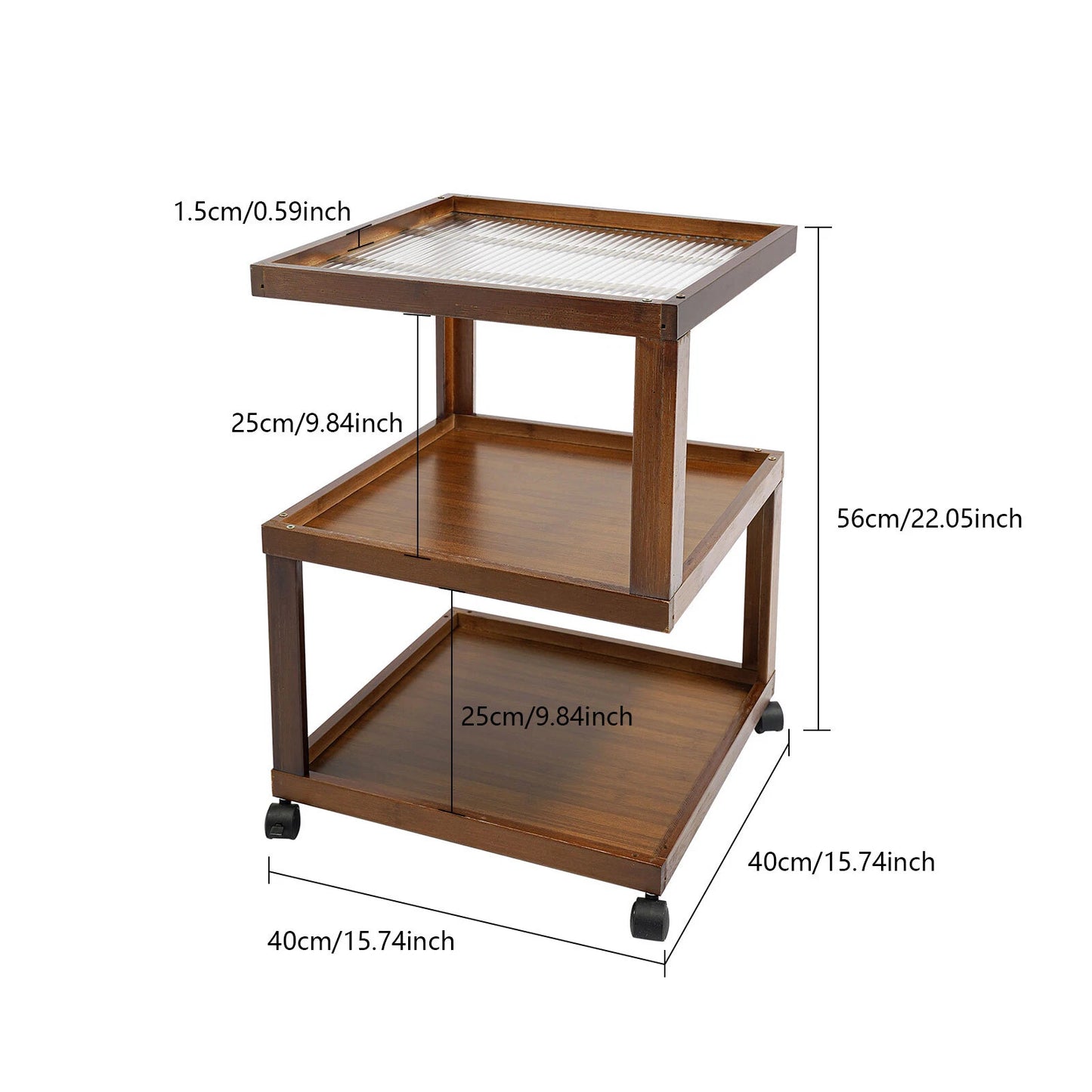3-Tier Wood Nightstand End Table for Small Spaces with Open Storage