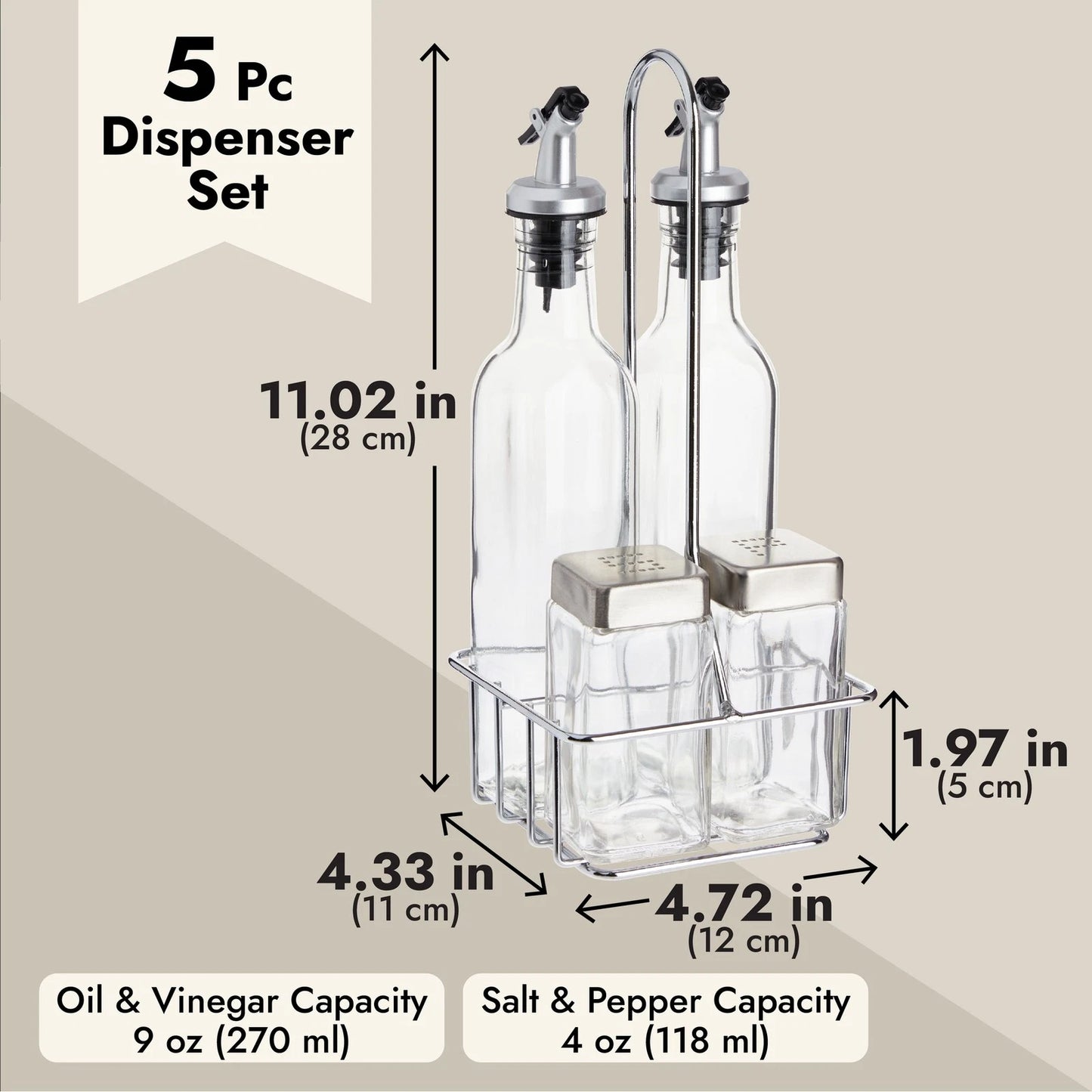 5-Piece Oil & Vinegar Dispenser Set