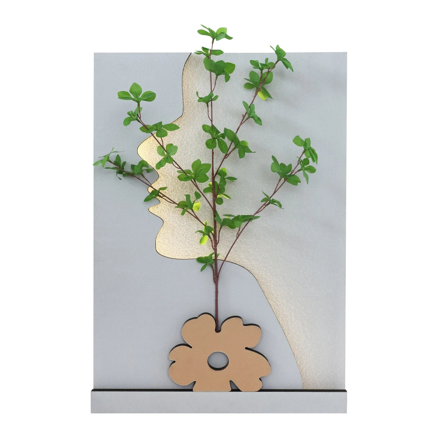 Wall-Mounted Sandstone Decor with LED & Simulated Plant