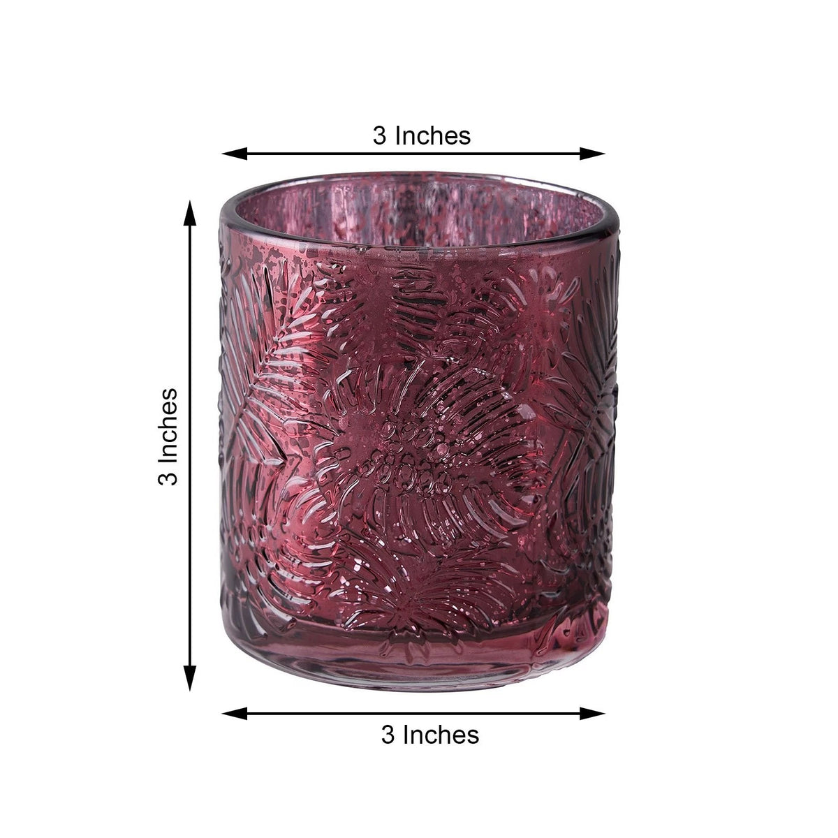 Home Collection 6-Piece 3" Mercury Glass Votive Candle Holders with Leaf Design