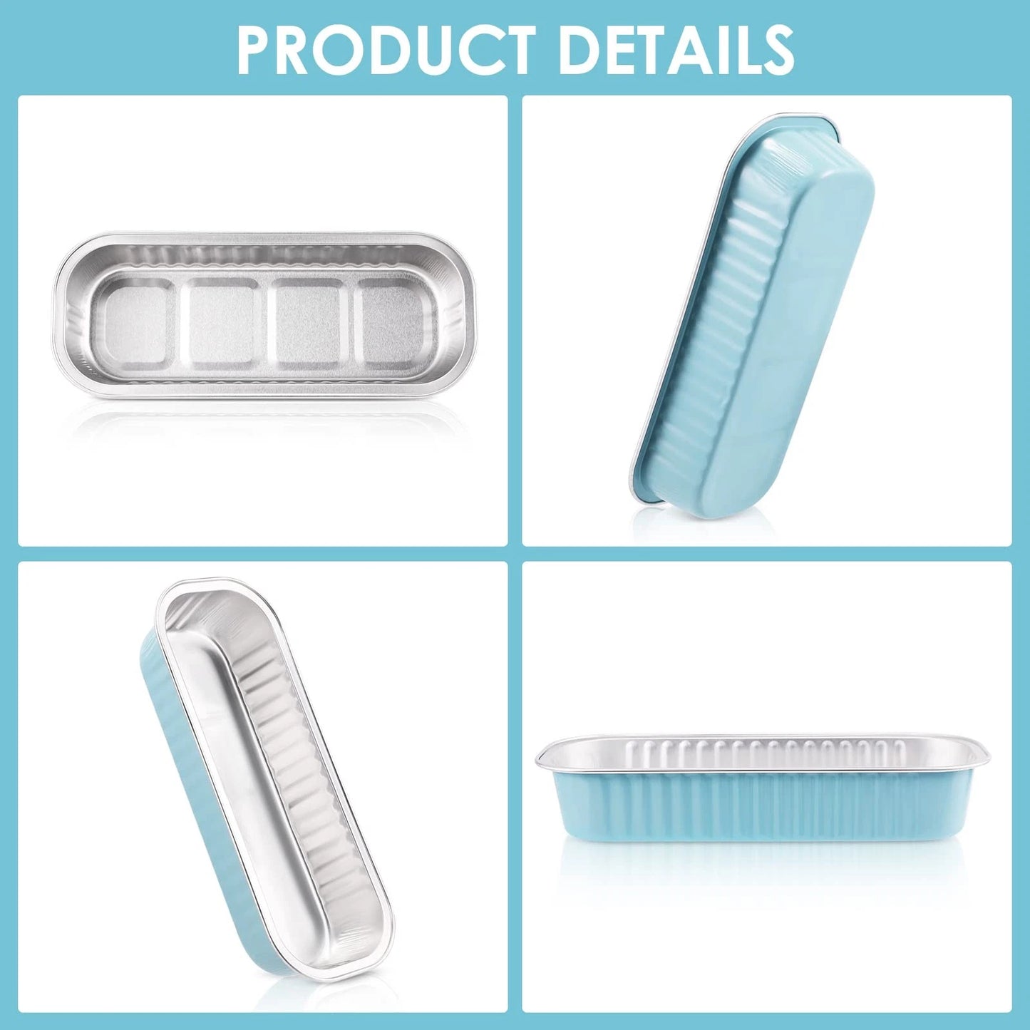 50-Pack 200ML Rectangular Disposable Aluminum Foil Cake Baking Boxes