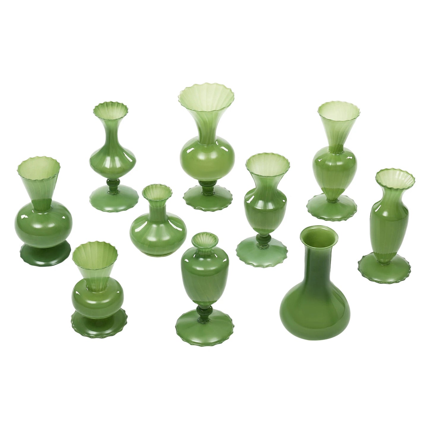 Glass Bud Vases – Small Green Mini Vases Set of 10