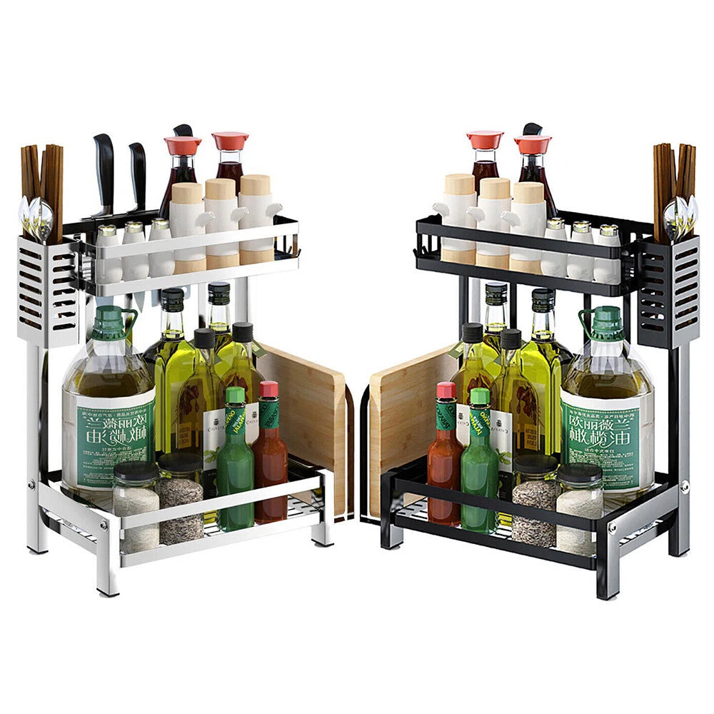 Home Collection 2 Tier Stainless Steel Wall Mount Spice Rack