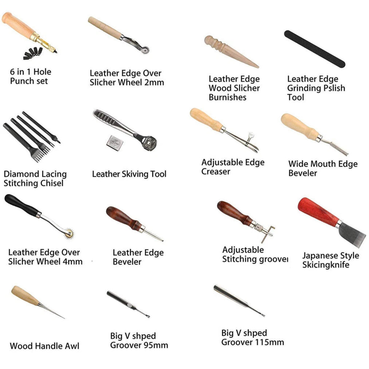 Home Collection 18-Piece Hand Set with Prong Tools for Sewing and Leatherwork