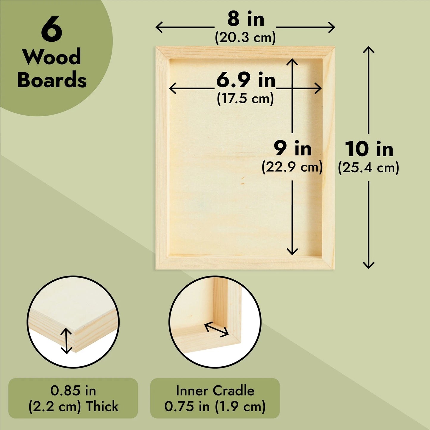 6-Pack 8x10 Inch Unfinished Wood Canvas Panels