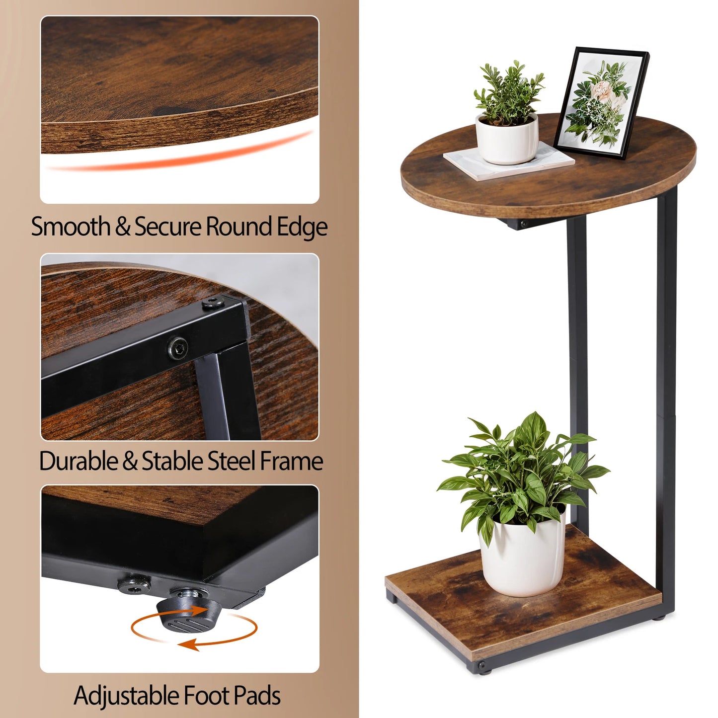 C-Shaped Side Table – Small End Table