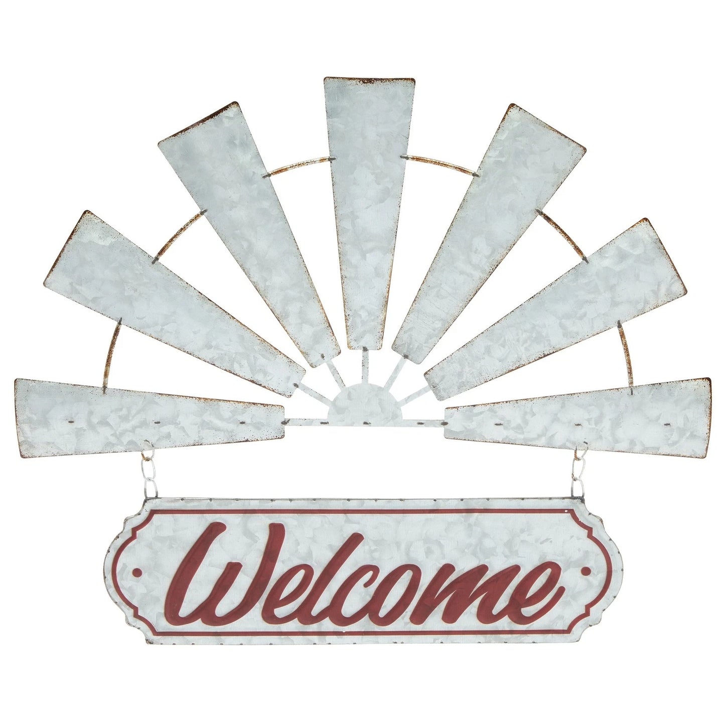Rustic Farmhouse Welcome Sign with Windmill Design