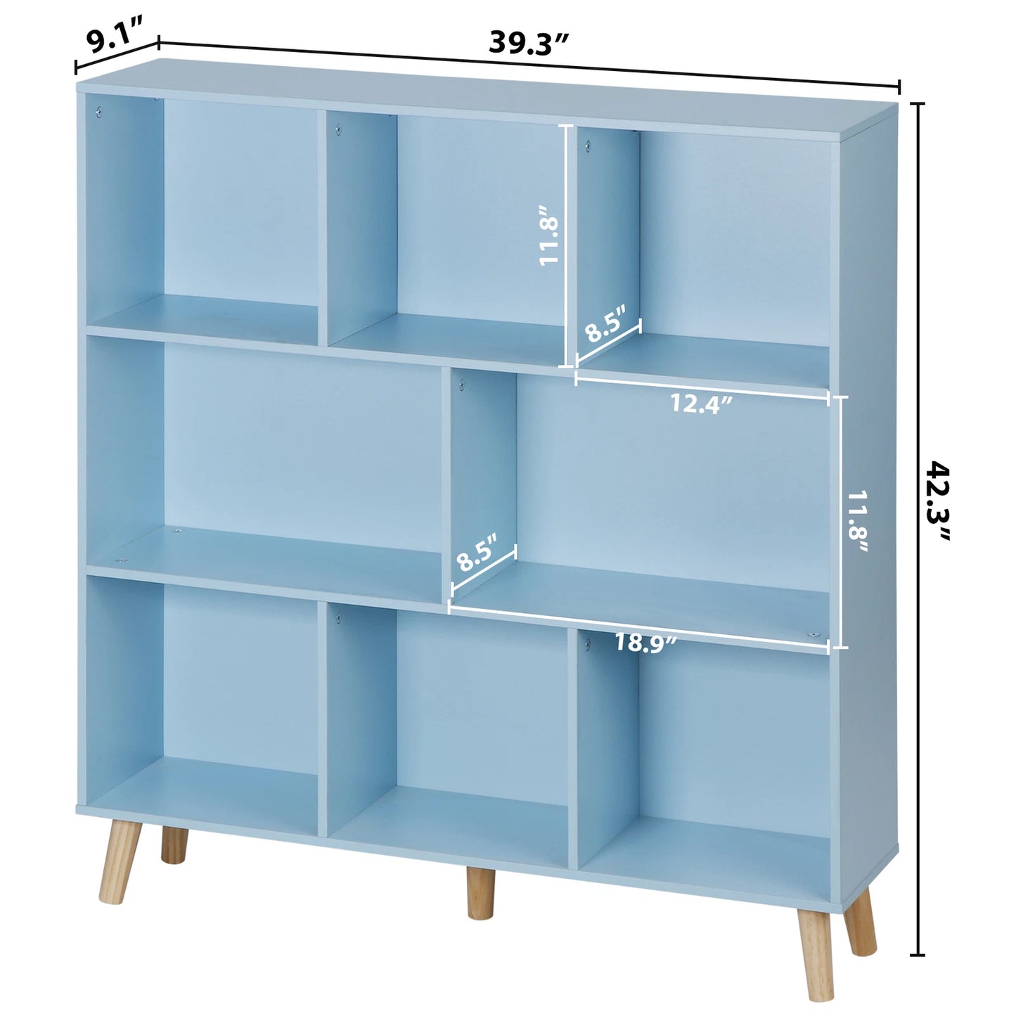 8-Cube Blue Storage Organizer Bookcase