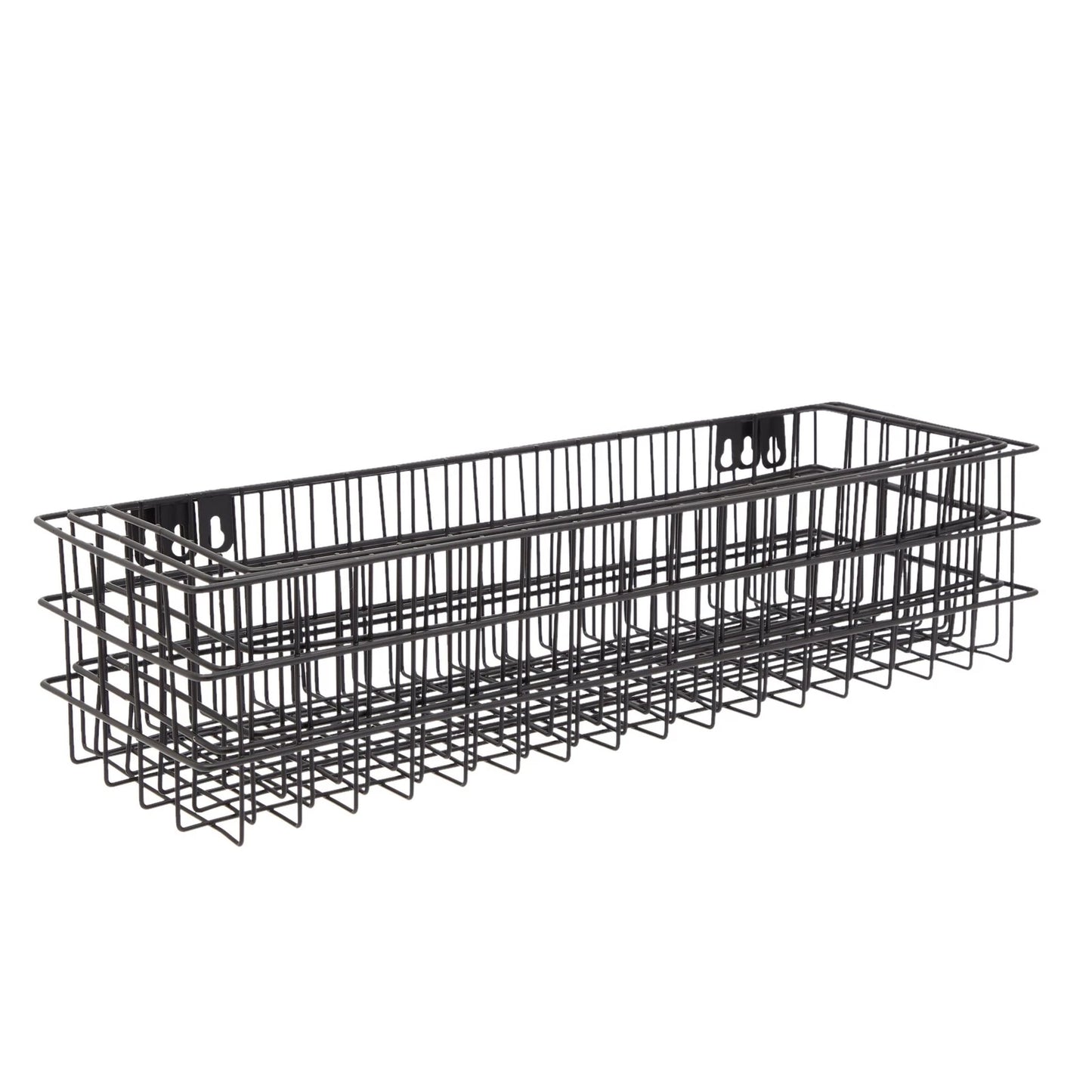 3-Piece Black Wall-Mounted Wire Baskets