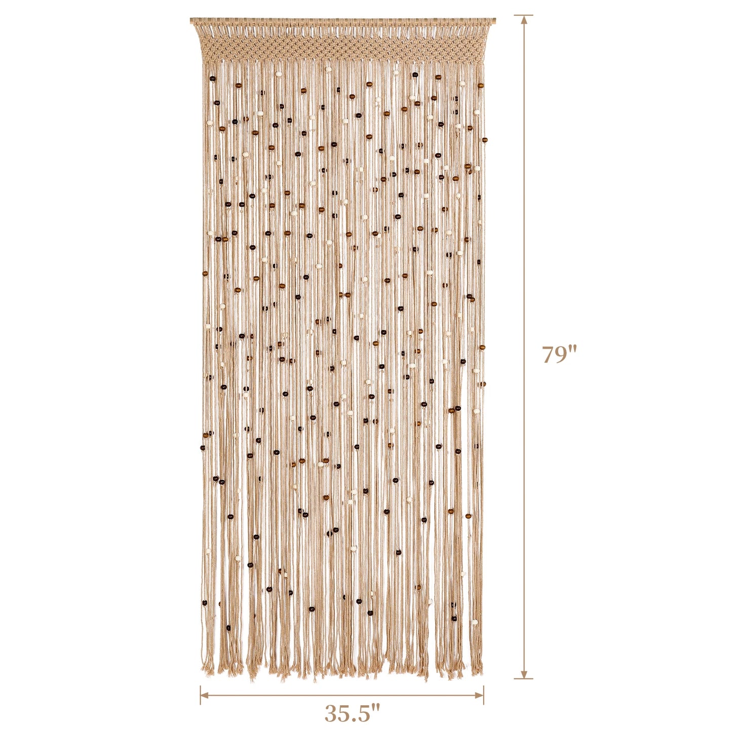 2Pcs Macrame String Curtain with Wooden Beads