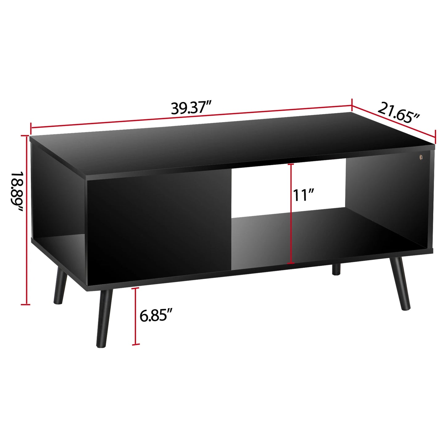 Industrial Coffee Table with Open Storage Shelf