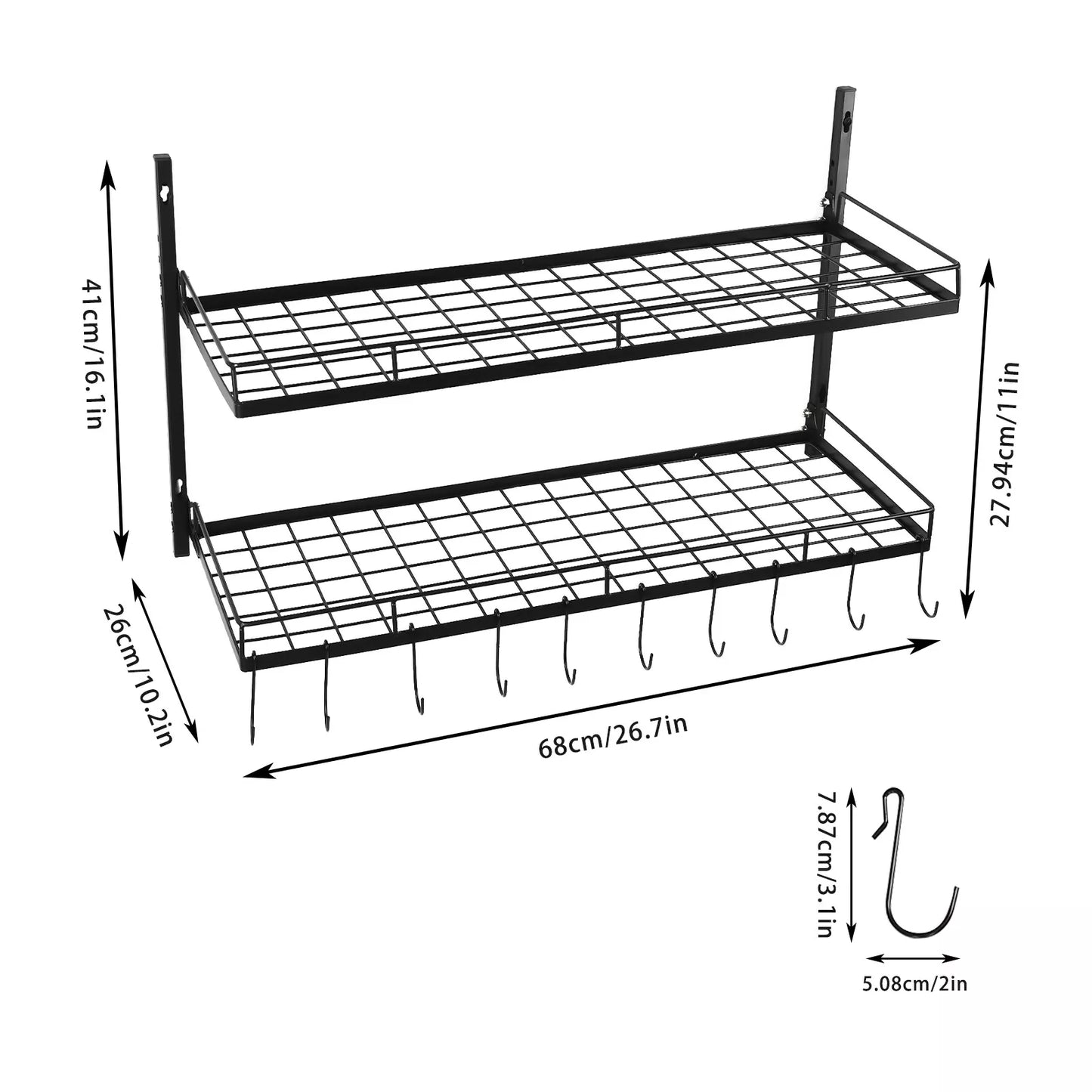 Wall-Mounted Pot & Pan Rack Organizer